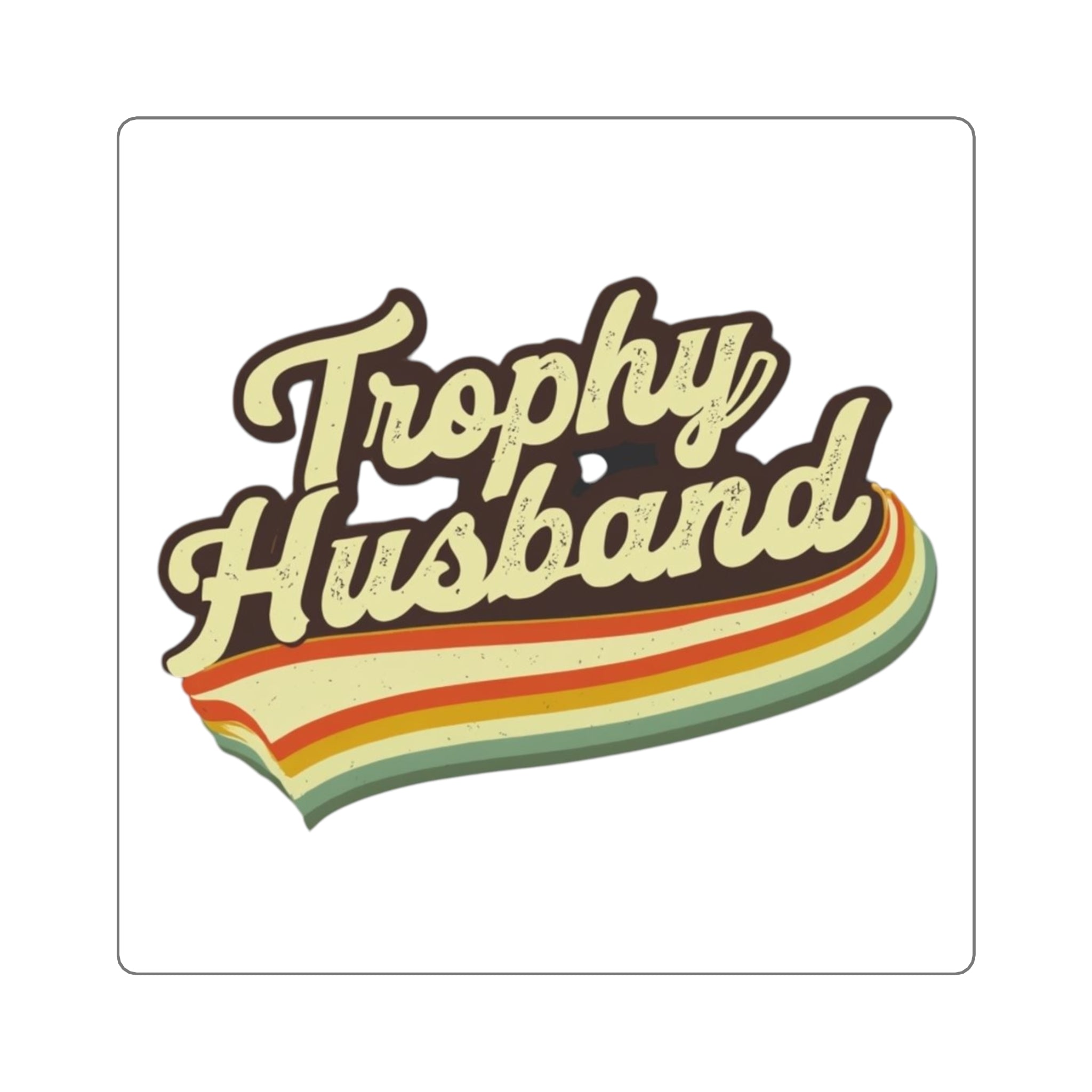 Retro Trophy Husband Square Stickers - Funny Gift for Him, Laptop Decal, Man Cave Decor, Wedding Celebration, Gift for Him