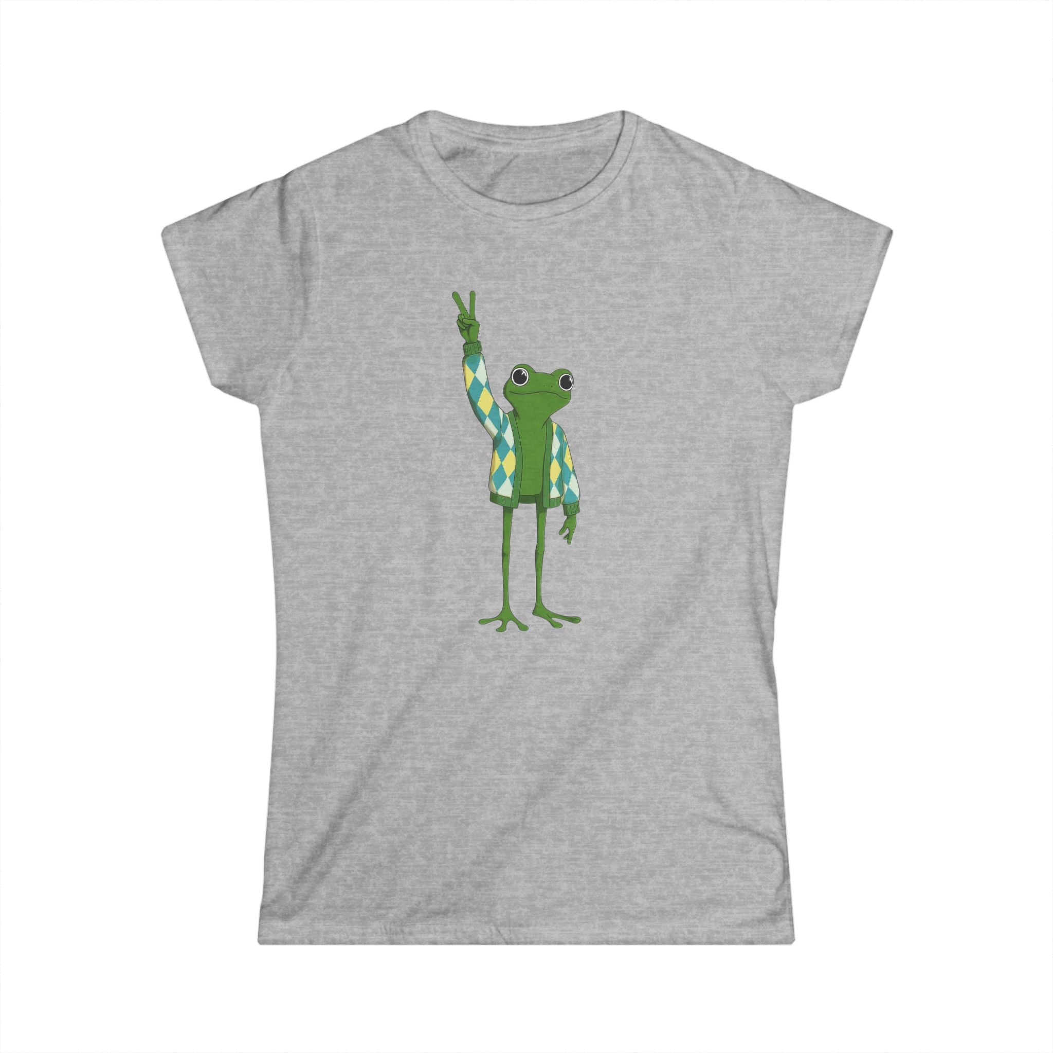 Frog Peace Softstyle Tee, Argyle Peace Sign Shirt for Women, Back to School, Social Justice, Frog Lovers, World Peace, Activist Gift