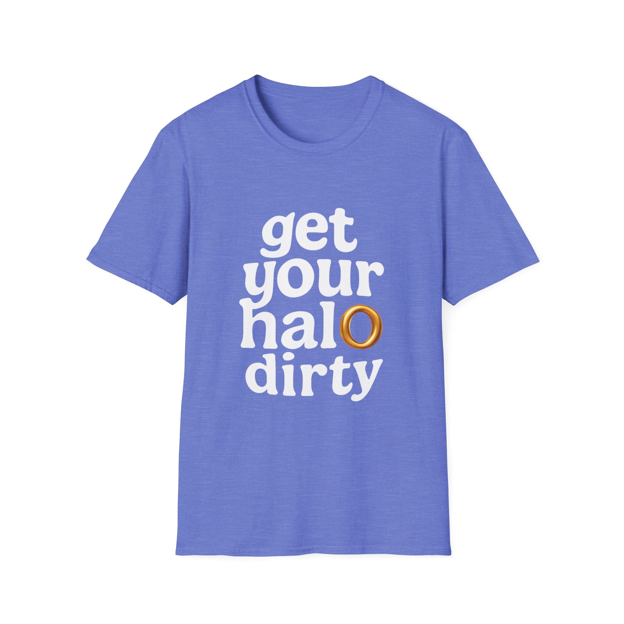 Get Your Halo Dirty Funny Gift T-Shirt, Angel Devil Unisex Tee, Softstyle Graphic Shirt gift for him gift for her religious humor