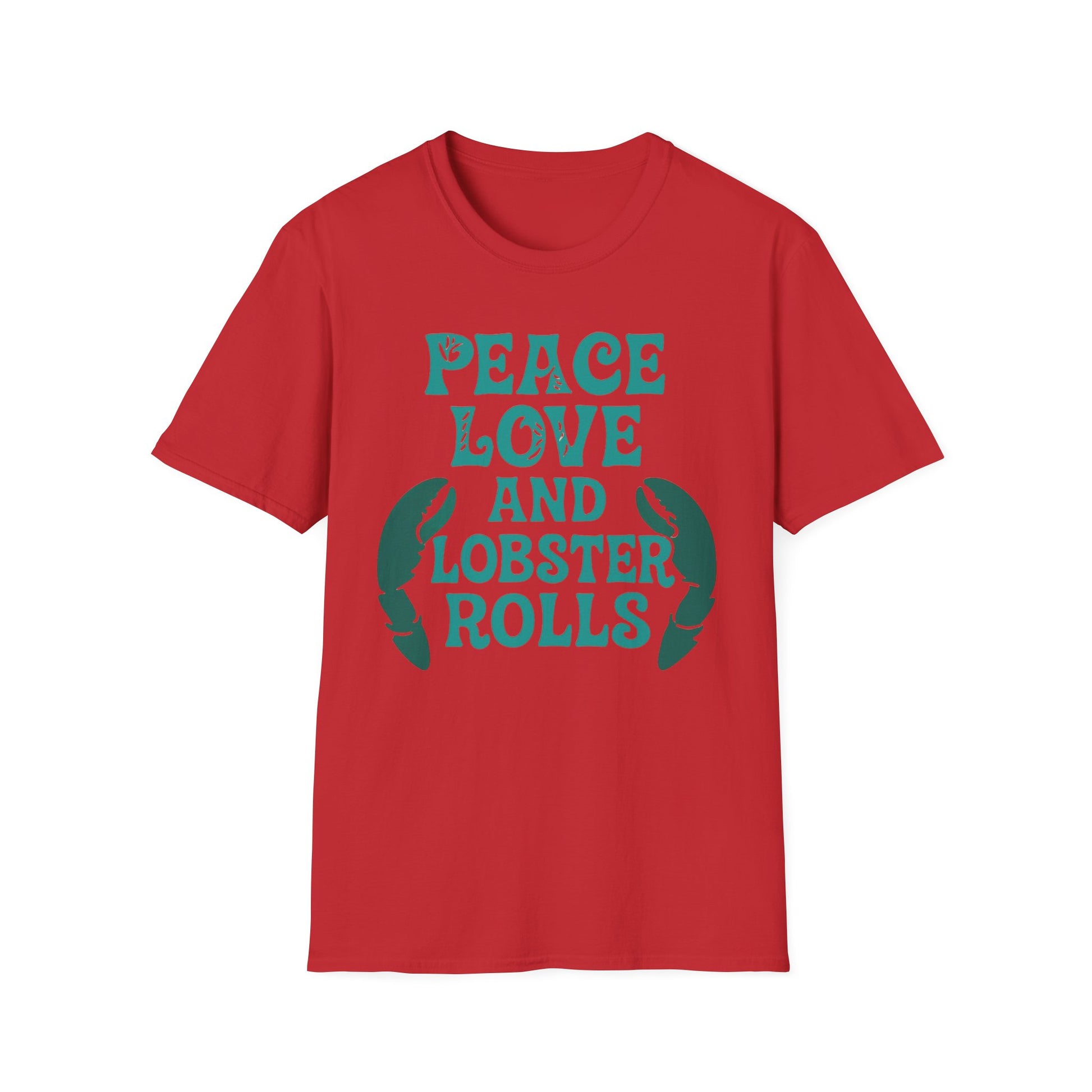 Peace, Love, and Lobster Rolls T-Shirt | Unisex Softstyle Tee for Seafood Lovers, Casual Summer Wear, Beach Days, Gifts, BBQs