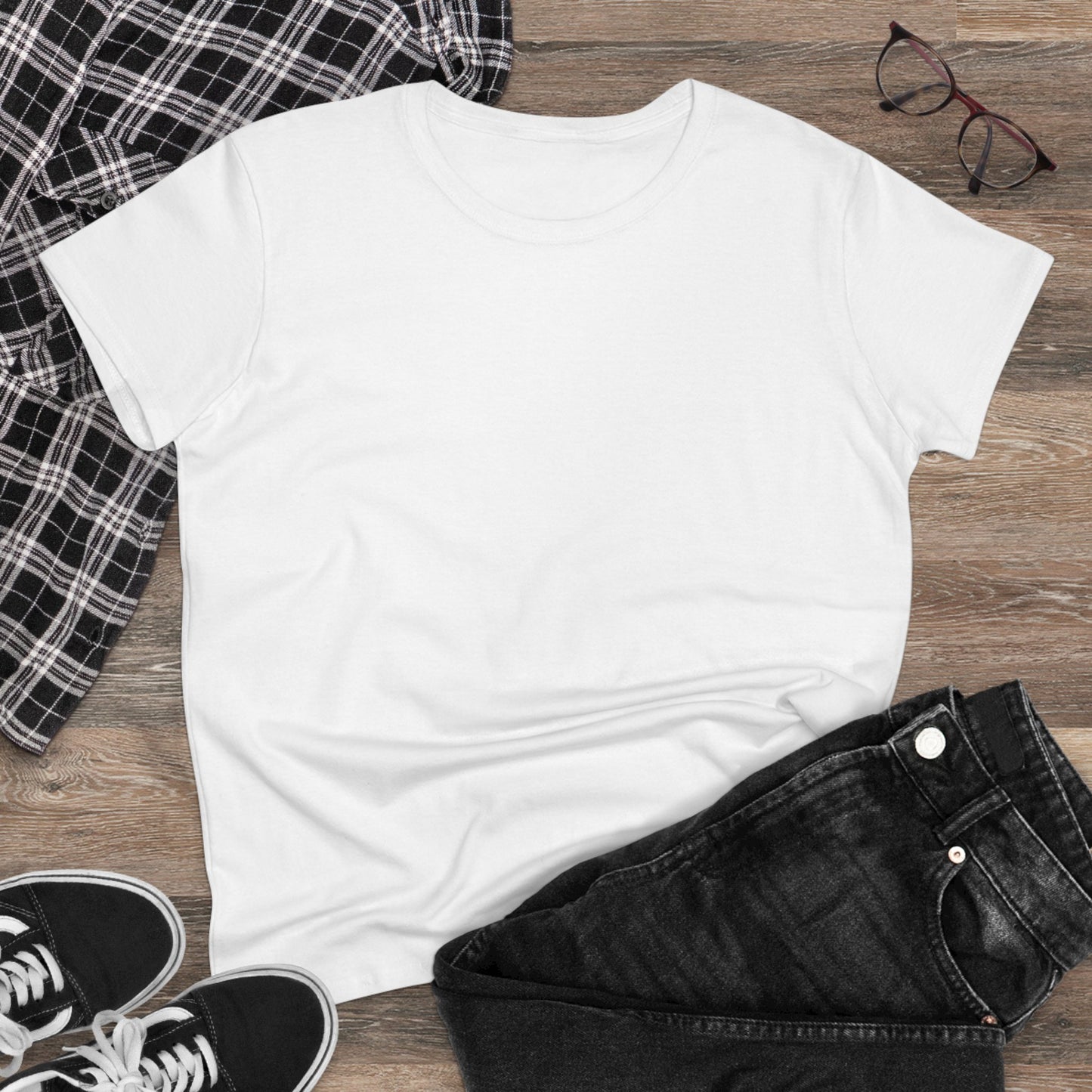 Artistic Goldfish Graphic Women's Midweight Cotton Tee koi On back of tee