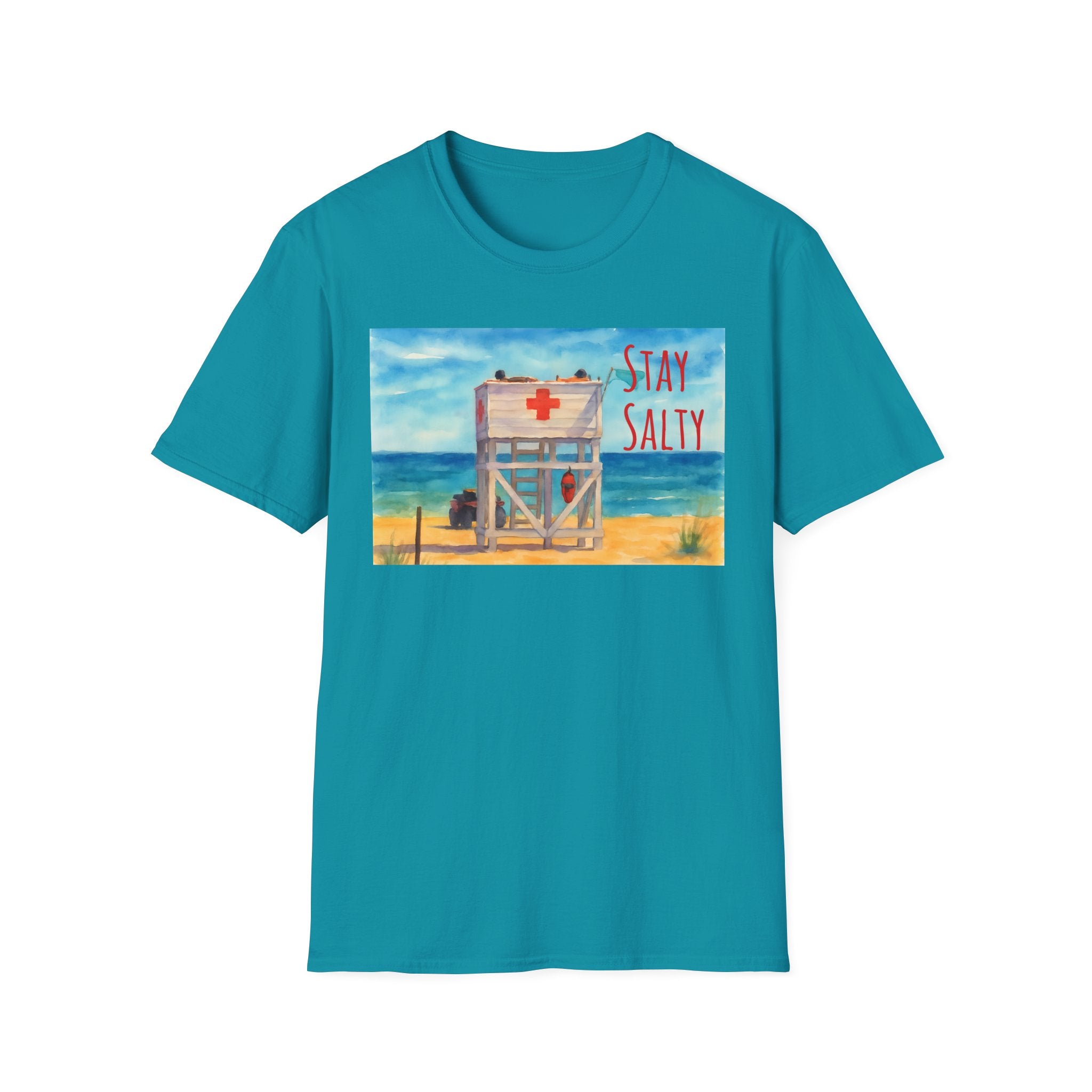 Stay Salty Ocean Vibes Unisex T-Shirt, Stay Salty Lifeguard Stand Beach Sunshine , Gift for Beach Lovers, Summer Tee, Coastal Theme Top,