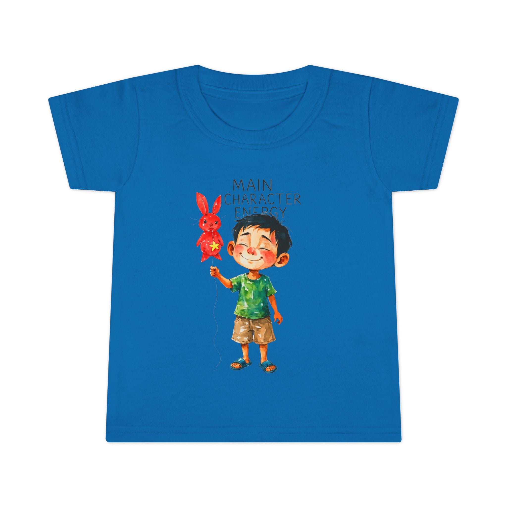 Main Character Energy boys Playful Toddler T-Shirt with Bunny Cute Kids Tee, Fun Spring Outfit, Perfect Birthday Gift,  Adventure Wear