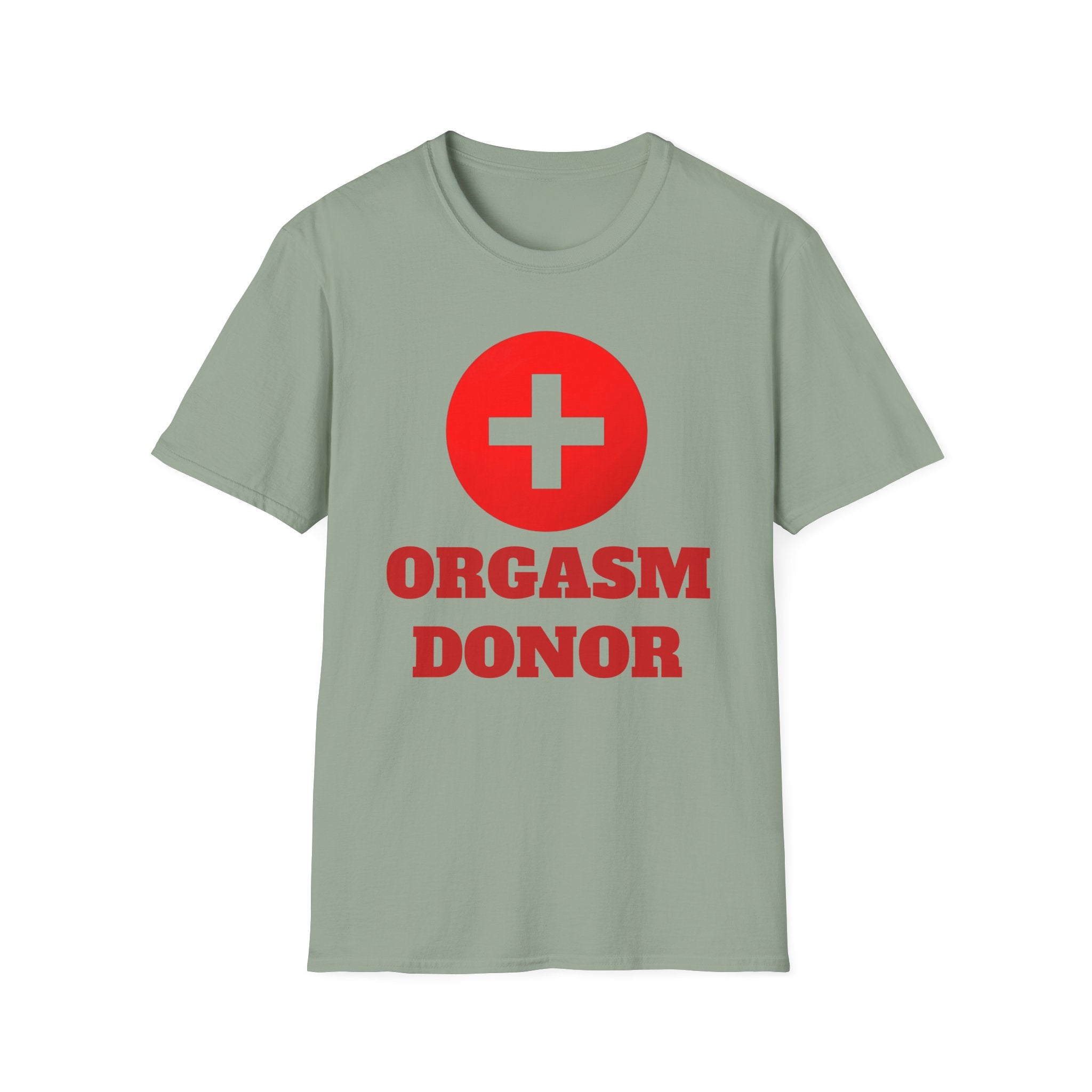 Funny Orgasm Donor Red Cross Unisex T-Shirt, Saving Lives Tee, Humorous Graphic Shirt, Naughty Gag Gift, Hilarious Adult Tee