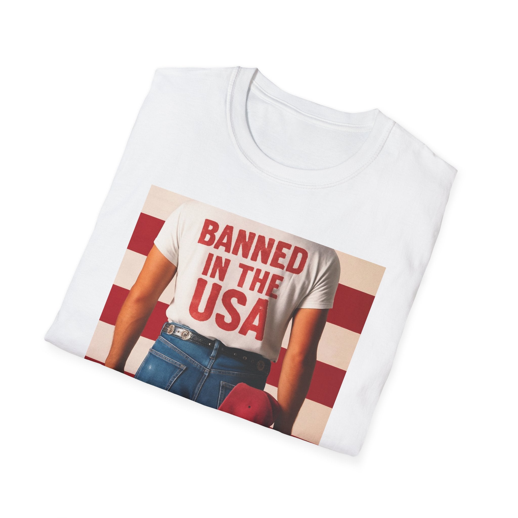 Banned in the USA Political Activist T-Shirt, Liberal Tee, Anti-Trump Christmas Gift, Unisex Softstyle Shirt Kimmel Colbert socia justice