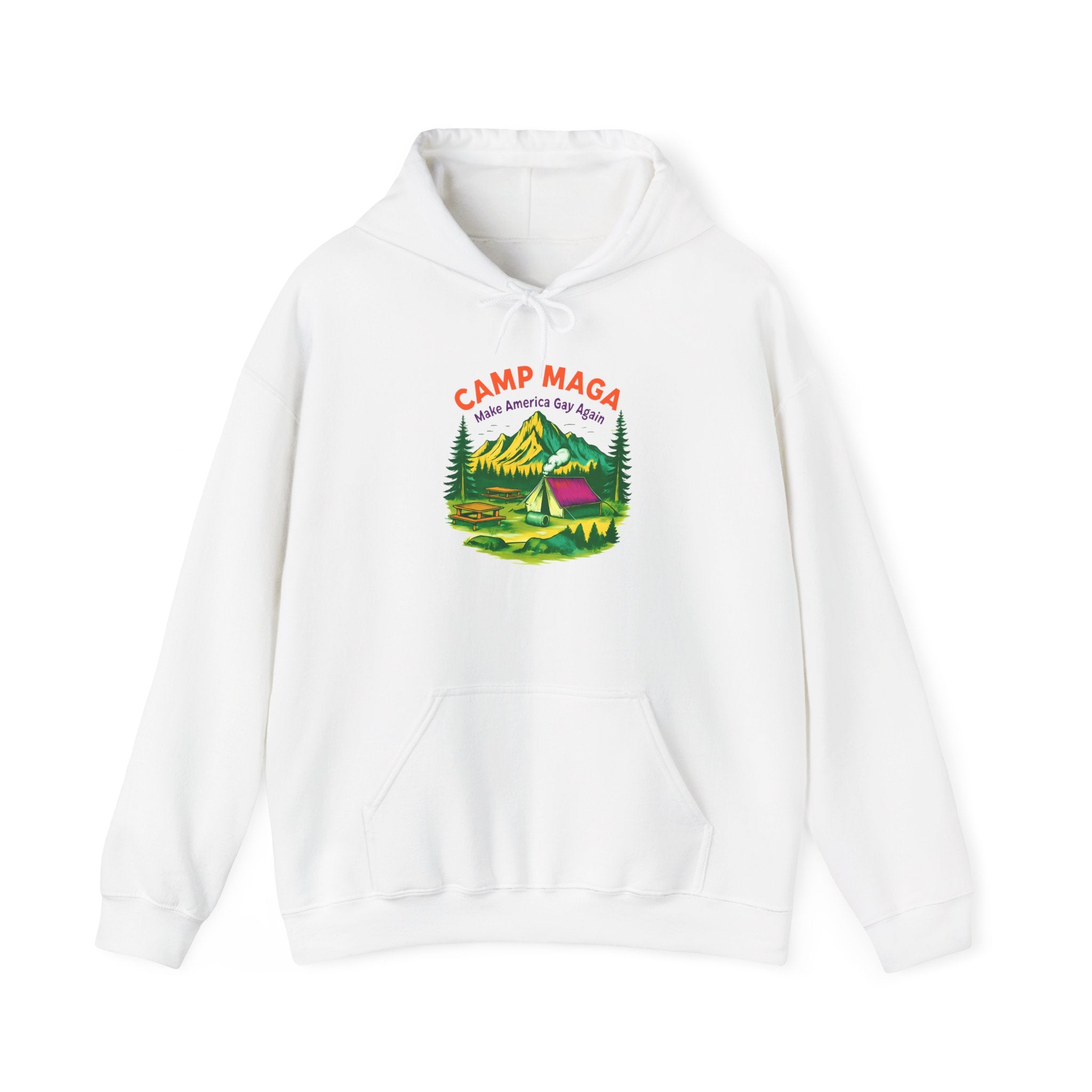 Camp Maga Gay Pride Hoodie, LGBT Rainbow Sweatshirt, P-Town Carnival Unisex Pullover, America Flag Jumper, LGBTQ Summer Camp Gift, Political