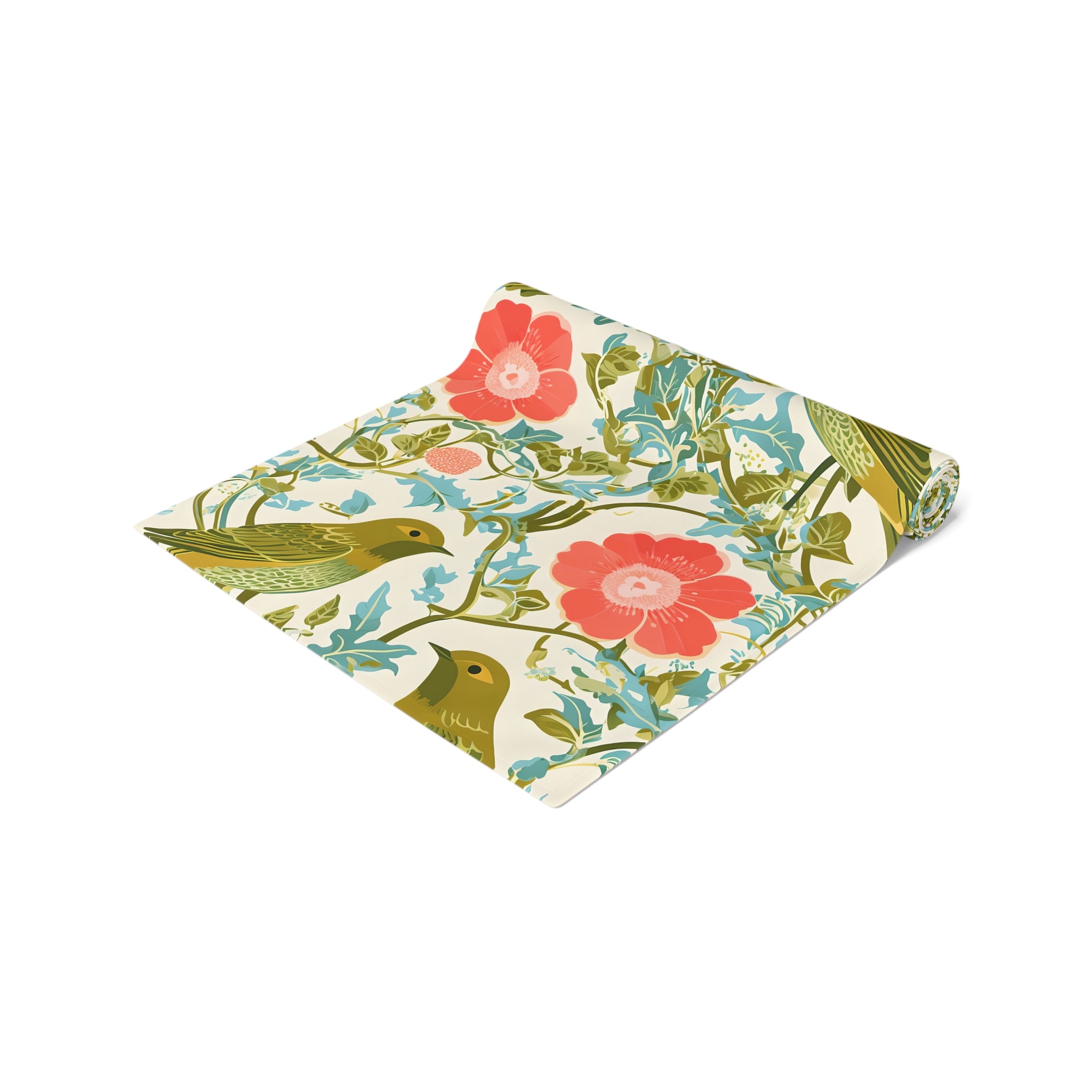 Birds and Blooms Table Runner, Cottagecore Decor, Spring Table Setting, Farmhouse Style, Gift for Home