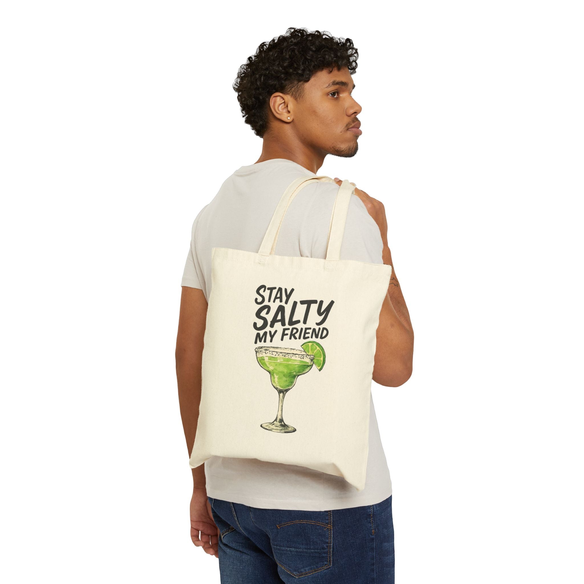 Stay Salty Tote Bag | Fun Cotton Canvas Shopping Bag, Beach Bag, Gift for Friends, Eco-friendly Tote, Summer Vibes tequila cocktail