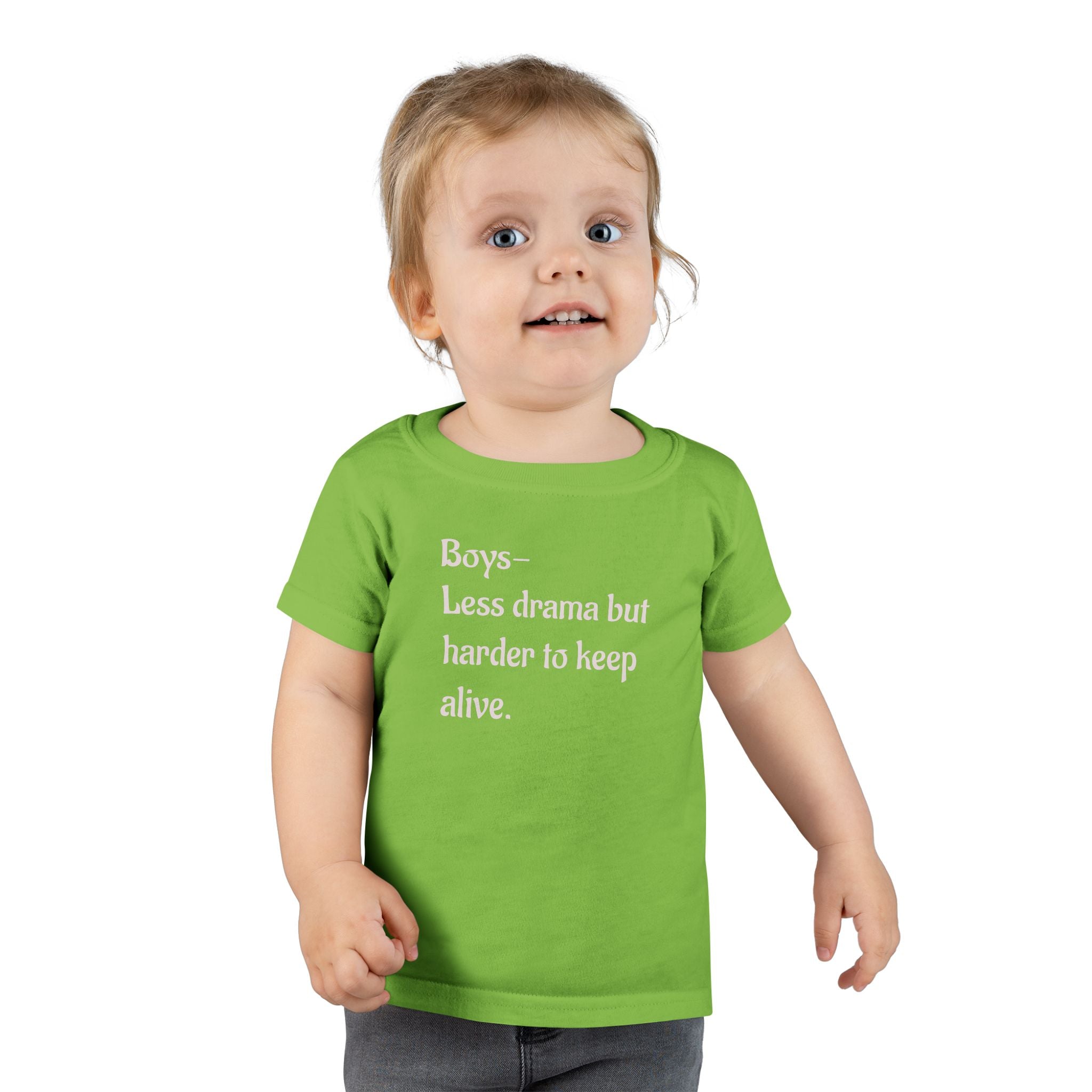 Boys less drama, but harder to keep alive.Toddler T-Shirt with Sweet Message, boy mom Kids Tee, Baby Shower Gift, Toddler T Playdate Outfit