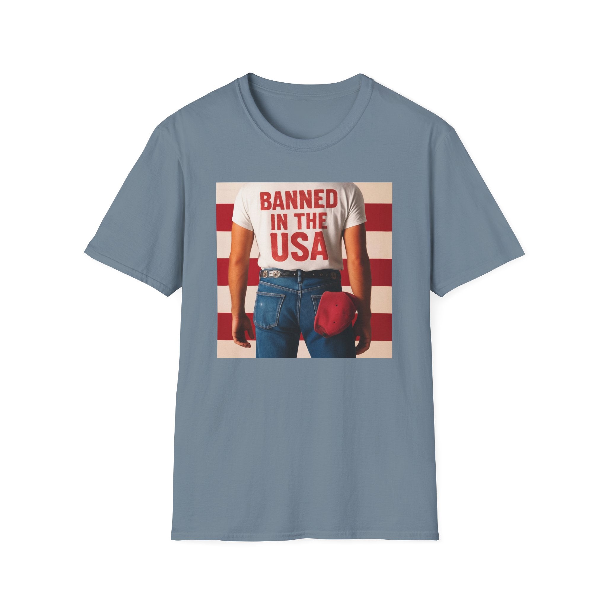 Banned in the USA Political Activist T-Shirt, Liberal Tee, Anti-Trump Christmas Gift, Unisex Softstyle Shirt Kimmel Colbert socia justice
