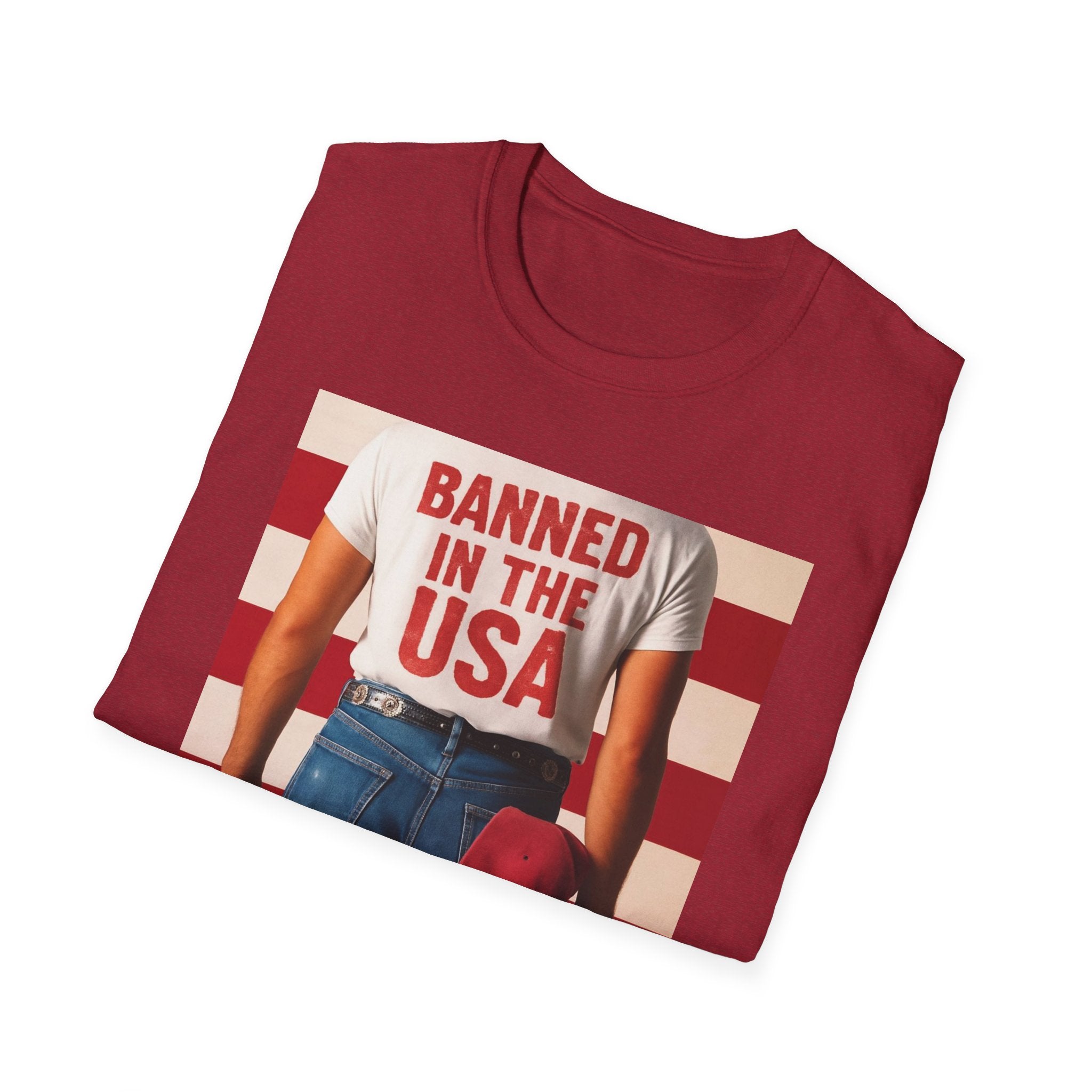 Banned in the USA Political Activist T-Shirt, Liberal Tee, Anti-Trump Christmas Gift, Unisex Softstyle Shirt Kimmel Colbert socia justice