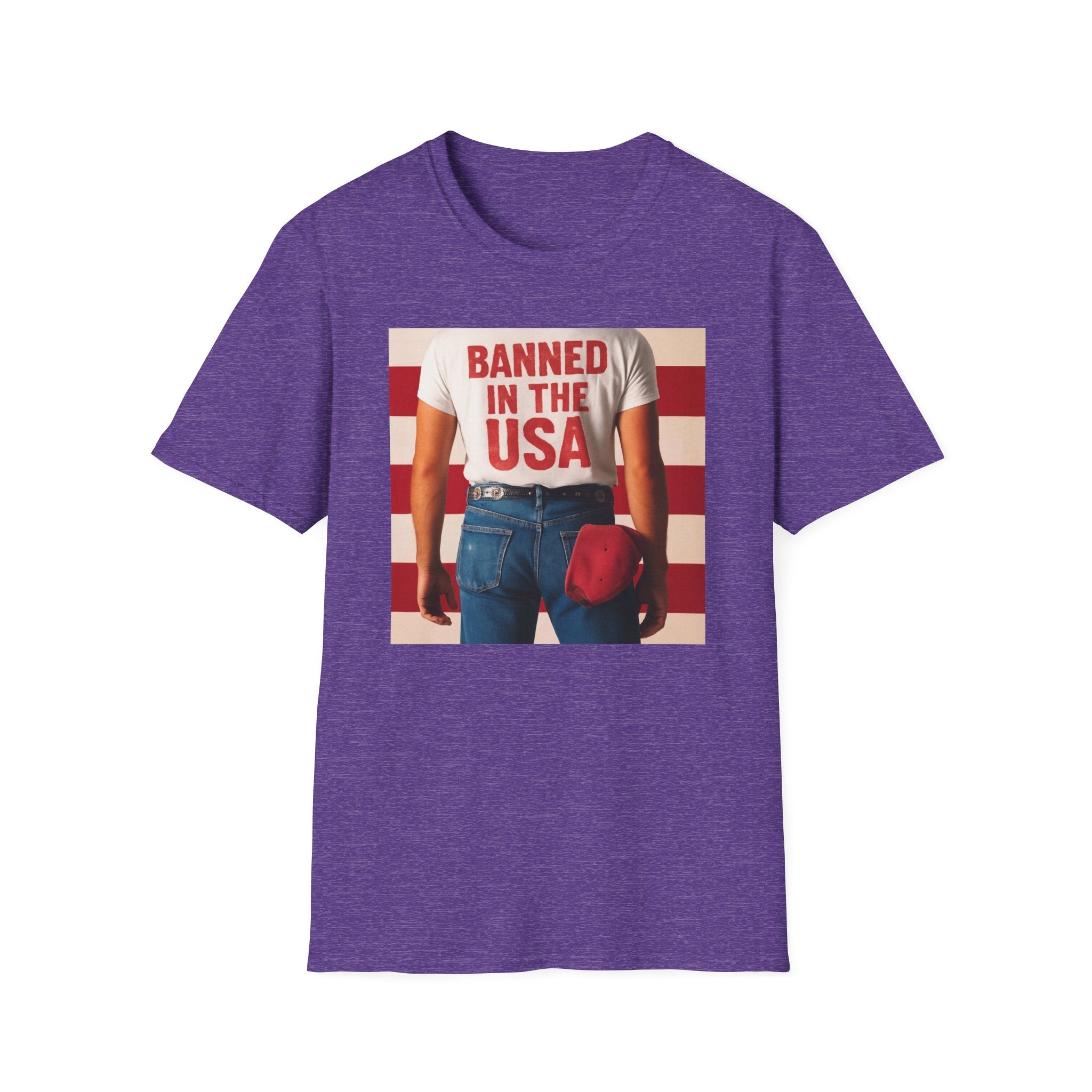 Banned in the USA Political Activist T-Shirt, Liberal Tee, Anti-Trump Christmas Gift, Unisex Softstyle Shirt Kimmel Colbert socia justice