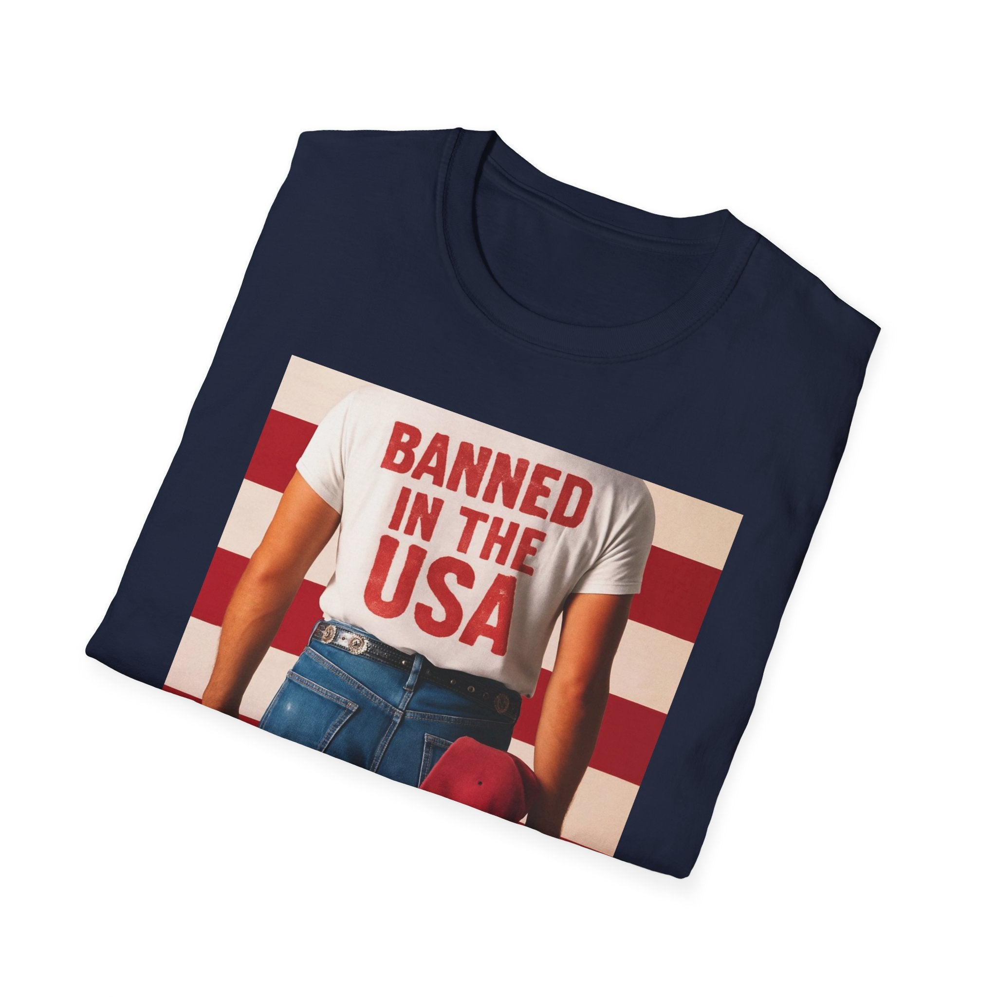 Banned in the USA Political Activist T-Shirt, Liberal Tee, Anti-Trump Christmas Gift, Unisex Softstyle Shirt Kimmel Colbert socia justice