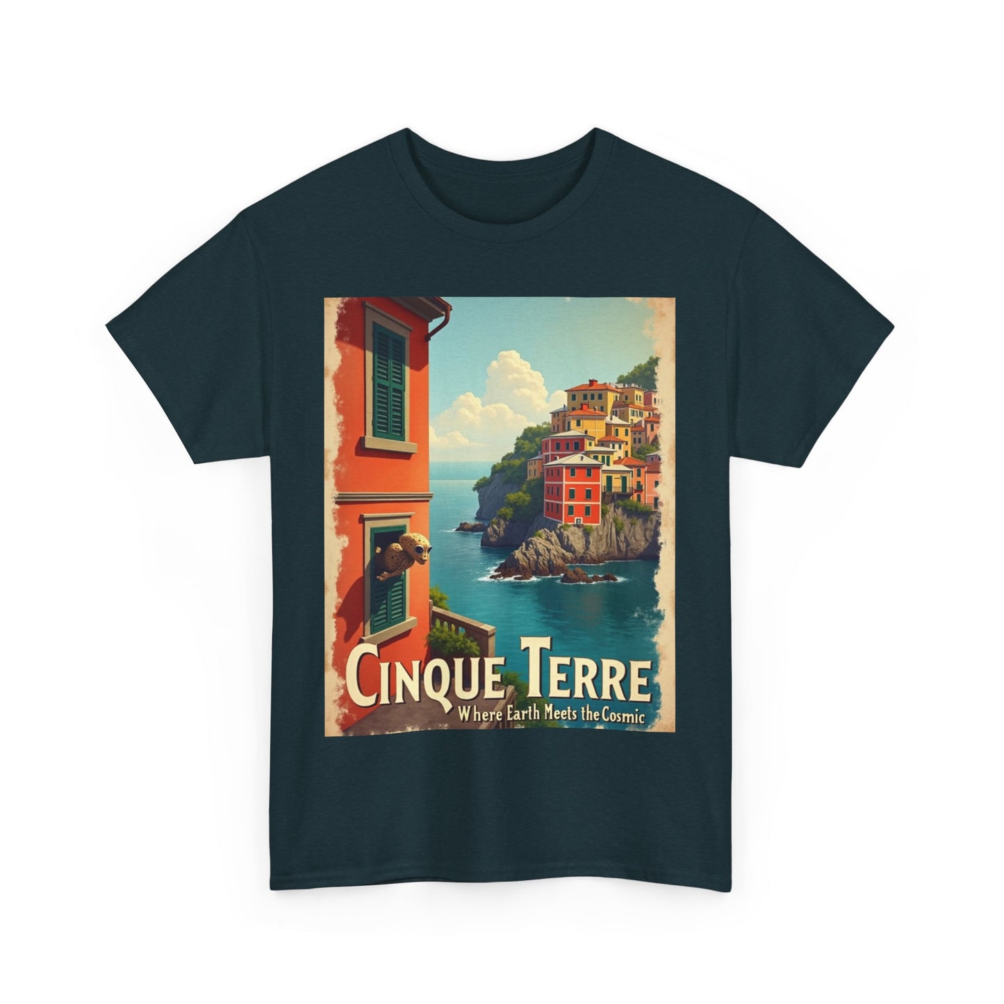T-Shirt Cinque Terre Alien Visit Unisex Heavy Cotton Tee