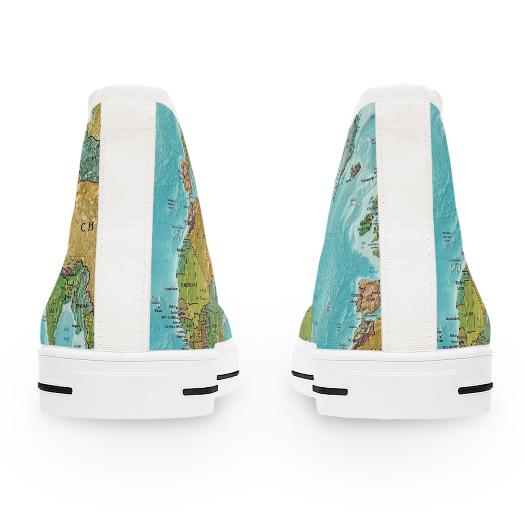High Top Sneakers - The World At Your Feet Design