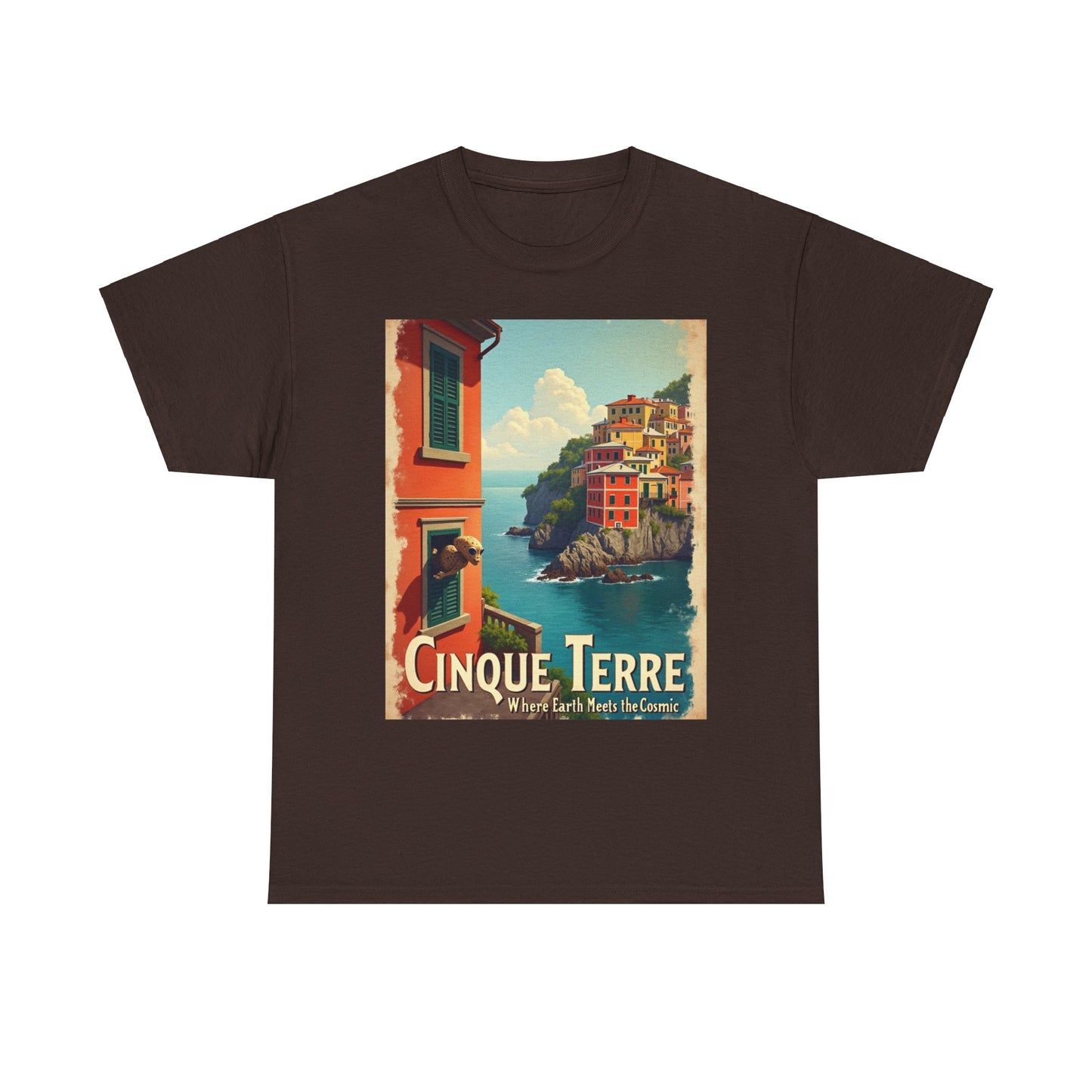 T-Shirt Cinque Terre Alien Visit Unisex Heavy Cotton Tee