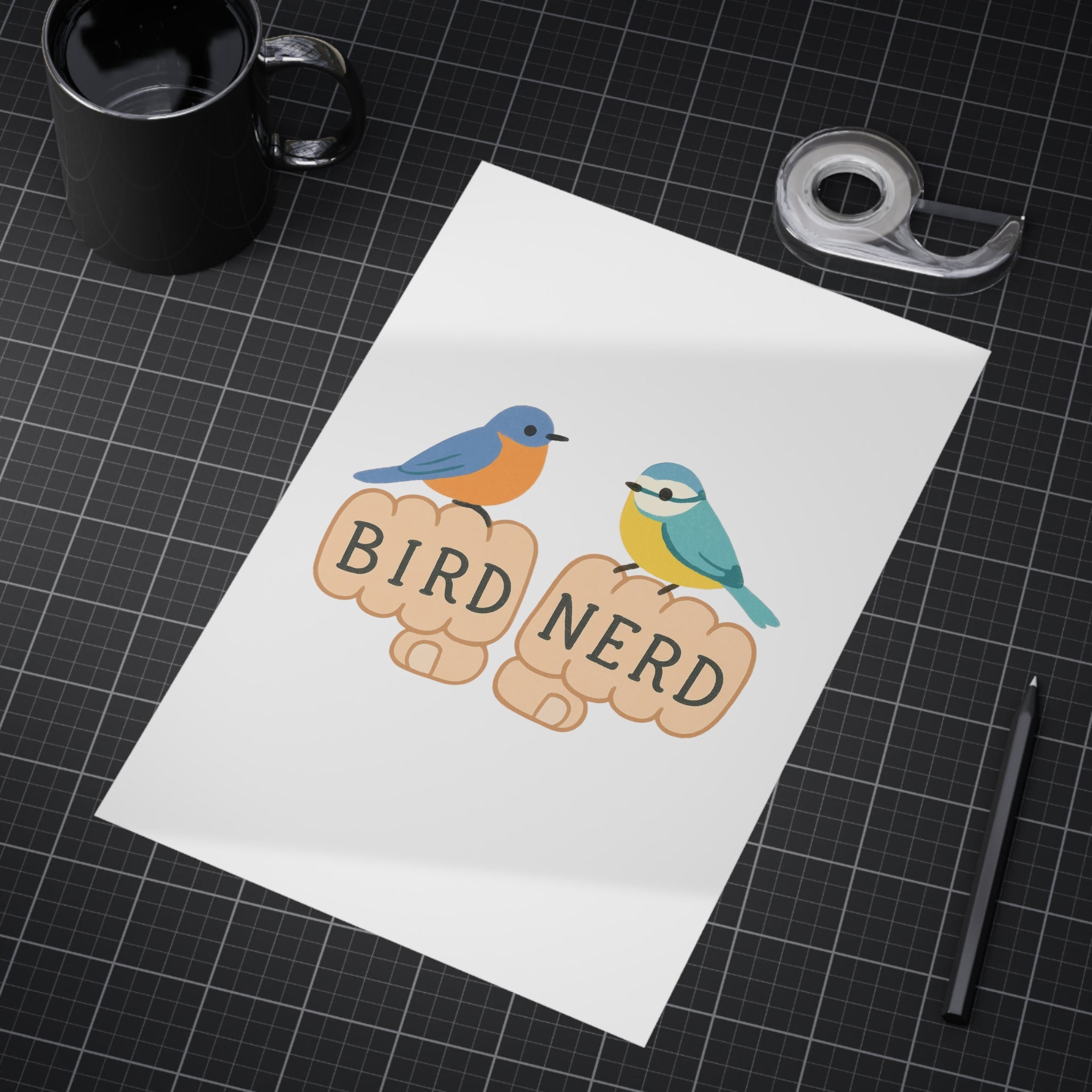 Bird Nerd Unframed Prints, Nature Lover Artwork, Bird Decor, Gift for Birdwatchers, Cute Wall Art for Home Birding gift knuckle, tattoos