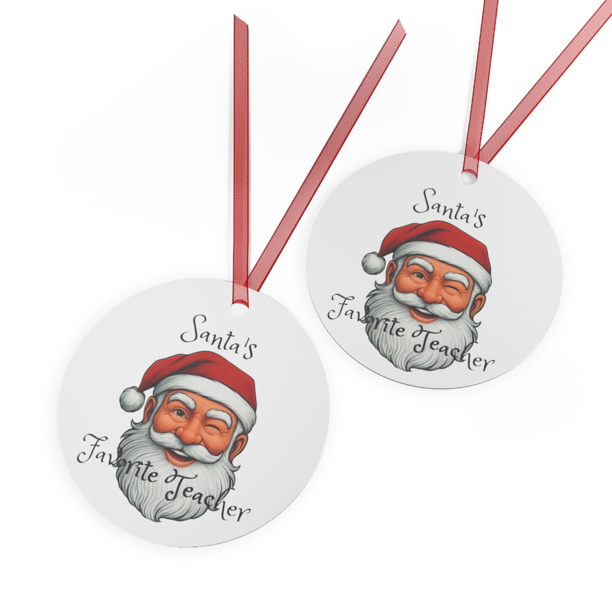 Santa's Favorite Teacher Metal Ornament | Holiday Gift, Christmas Decoration, Teacher Appreciation, Santa Ornament, Festive Keepsake