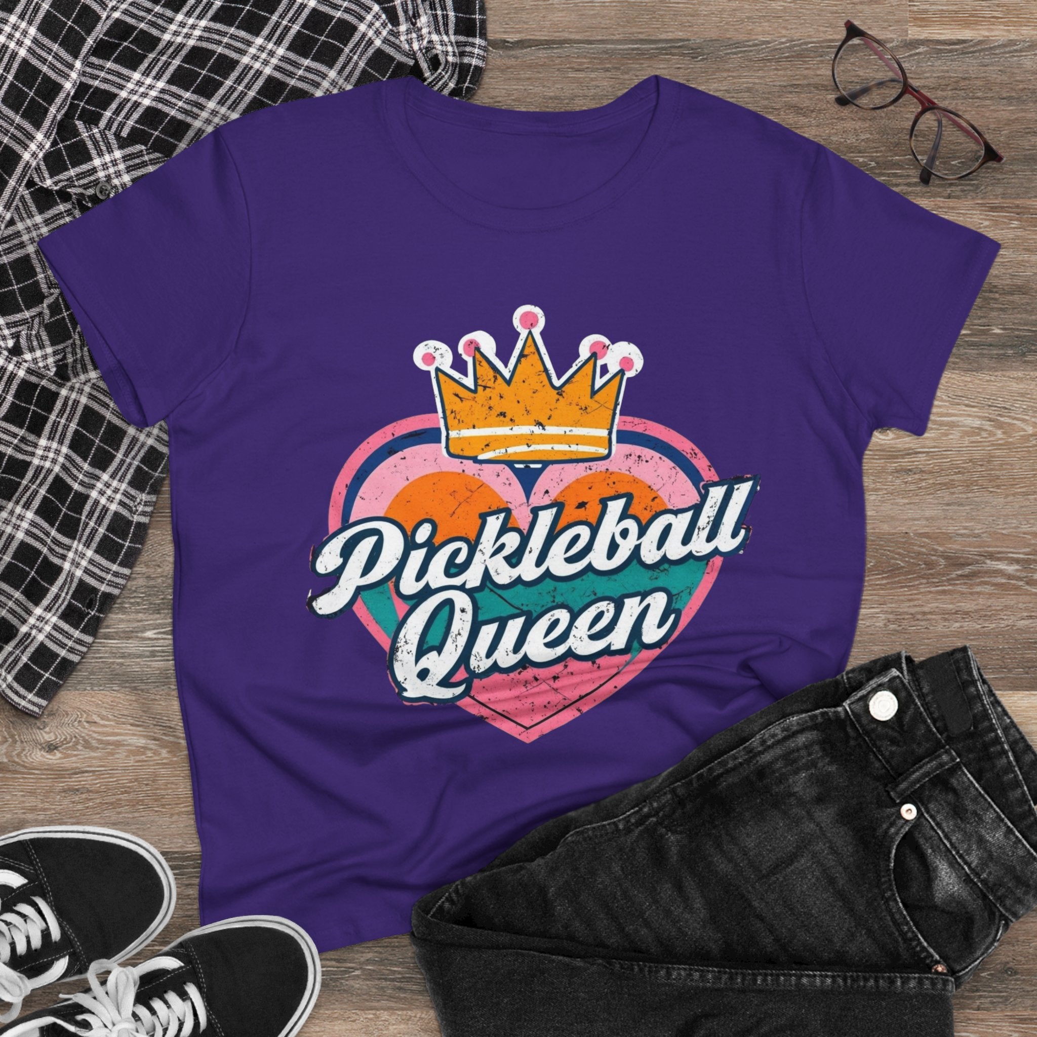 Pickleball Queen Cotton Tee - Perfect for Sports Lovers, Gifts for Her, Summer Fun, Activewear, Casual Style crown paddle queen