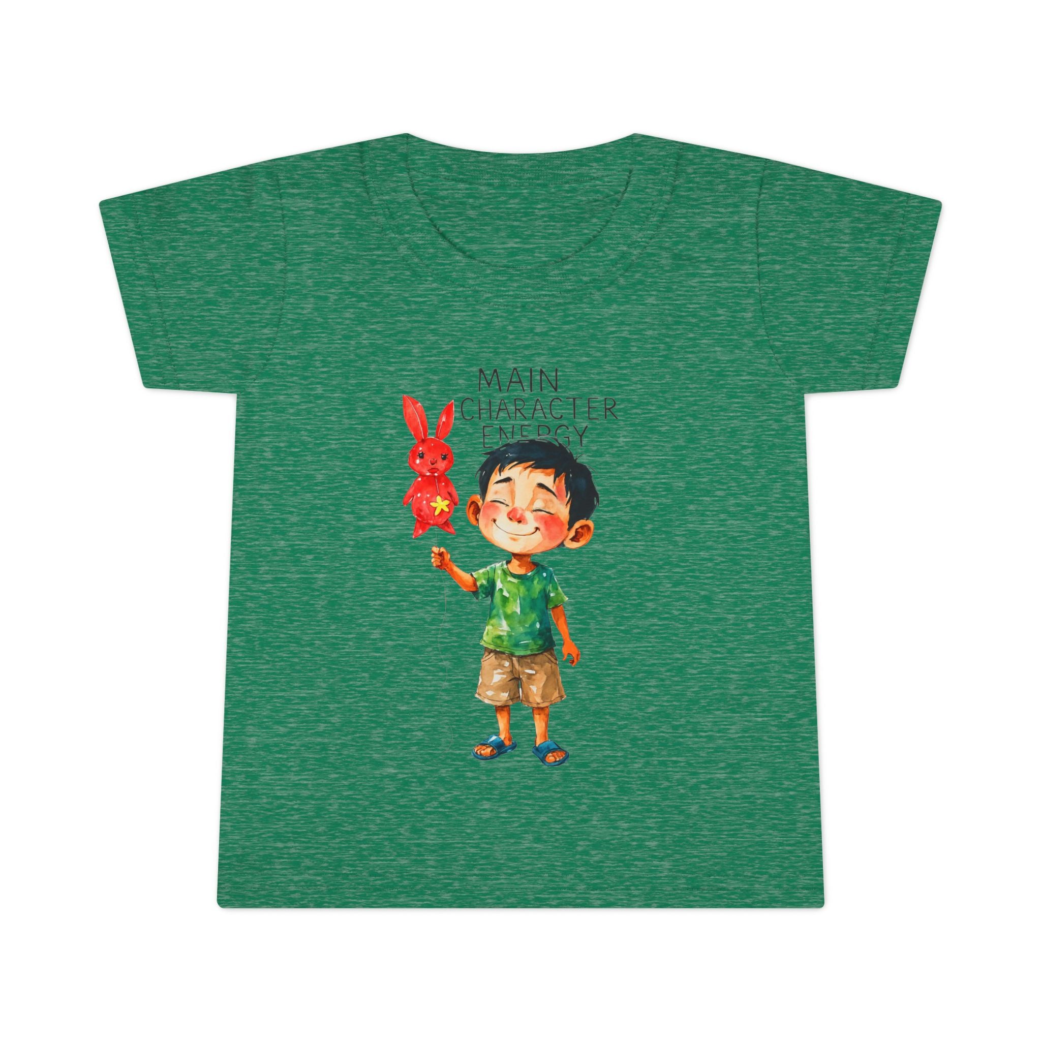 Main Character Energy boys Playful Toddler T-Shirt with Bunny Cute Kids Tee, Fun Spring Outfit, Perfect Birthday Gift,  Adventure Wear