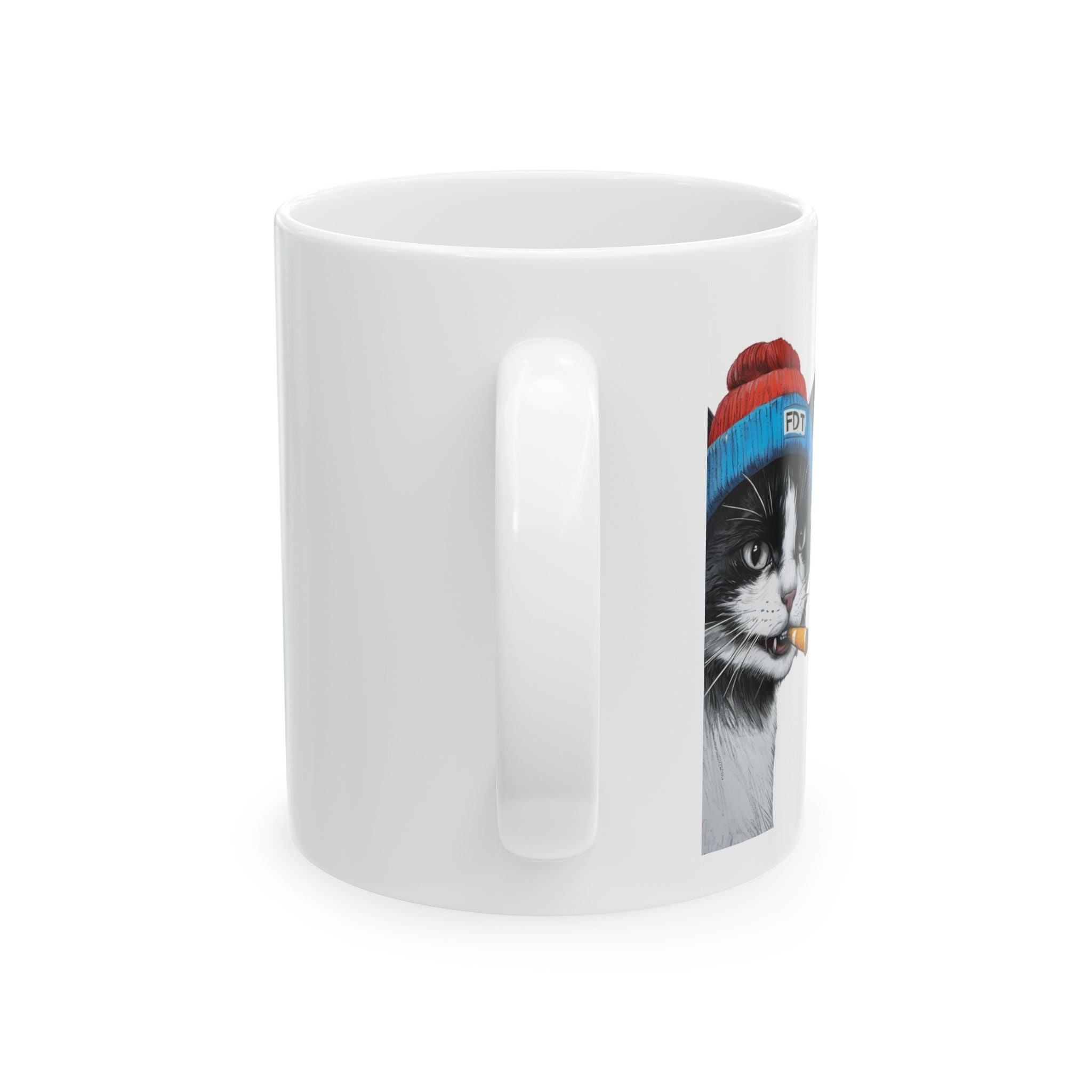 FDT Cool Cat Ceramic Mug - Fun Gift for Cat Lovers, Unique Coffee Mug, Whimsical Cat Mug, Pet Lover Gift, Quirky Tea Mug