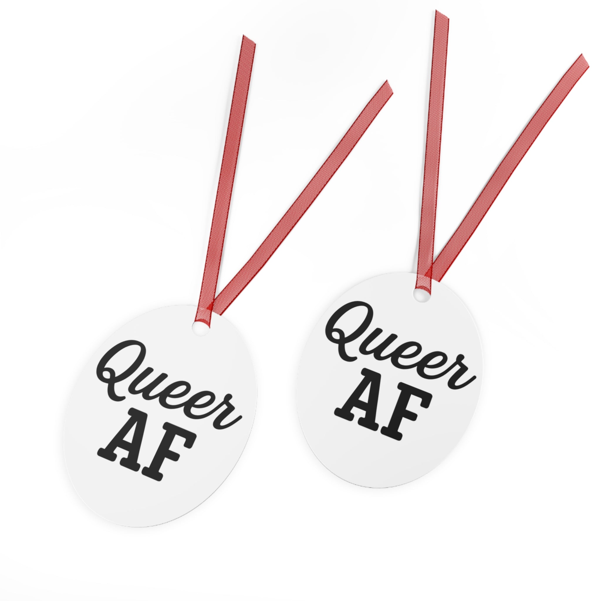 Queer AF Metal Ornaments - Festive LGBTQ+ Decor for Celebrations