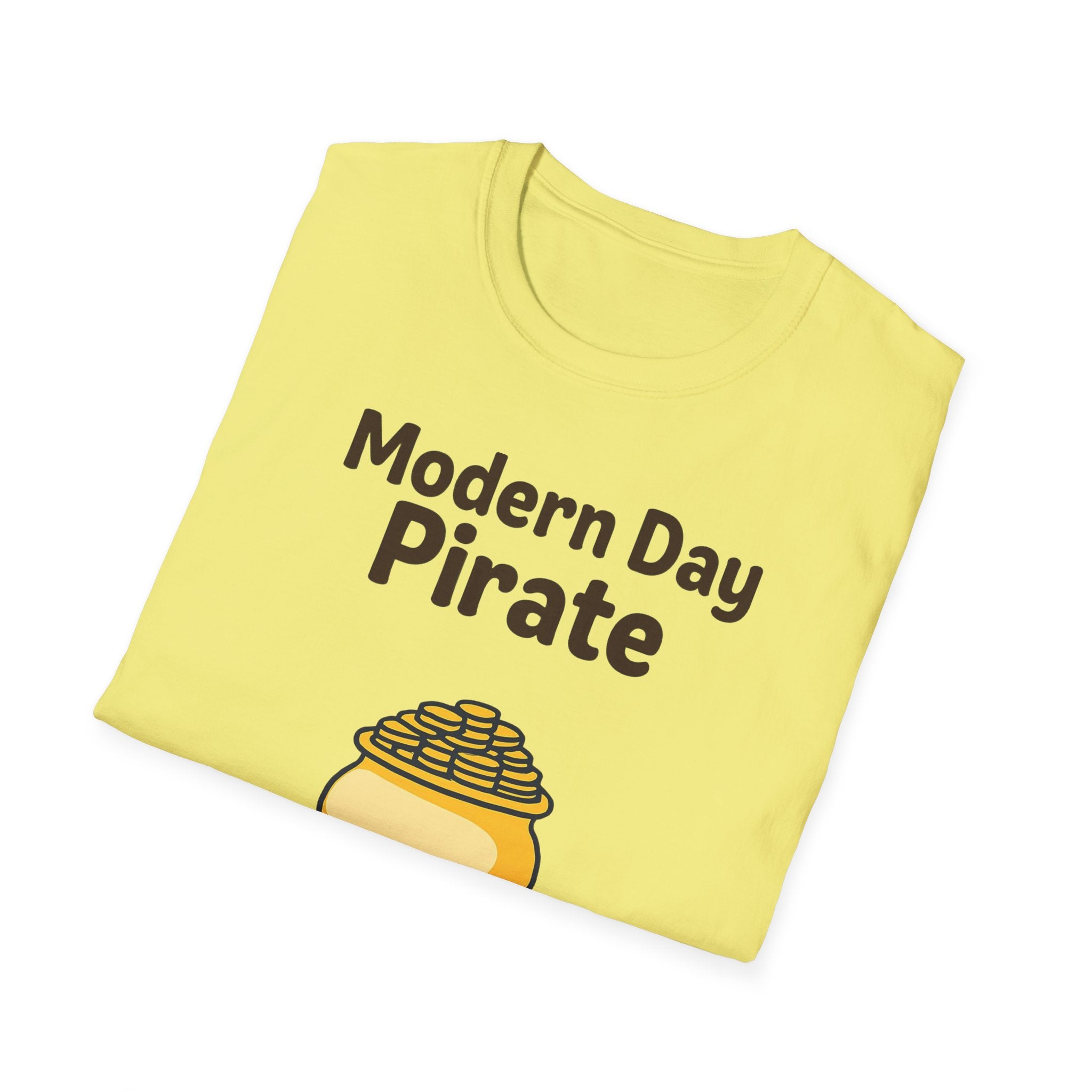 Modern Day Pirate Metal Detector T-Shirt, Relic Coin History Tee, Unisex Softstyle Top, Treasure Hunter Gift, Pirate Lover Shirt