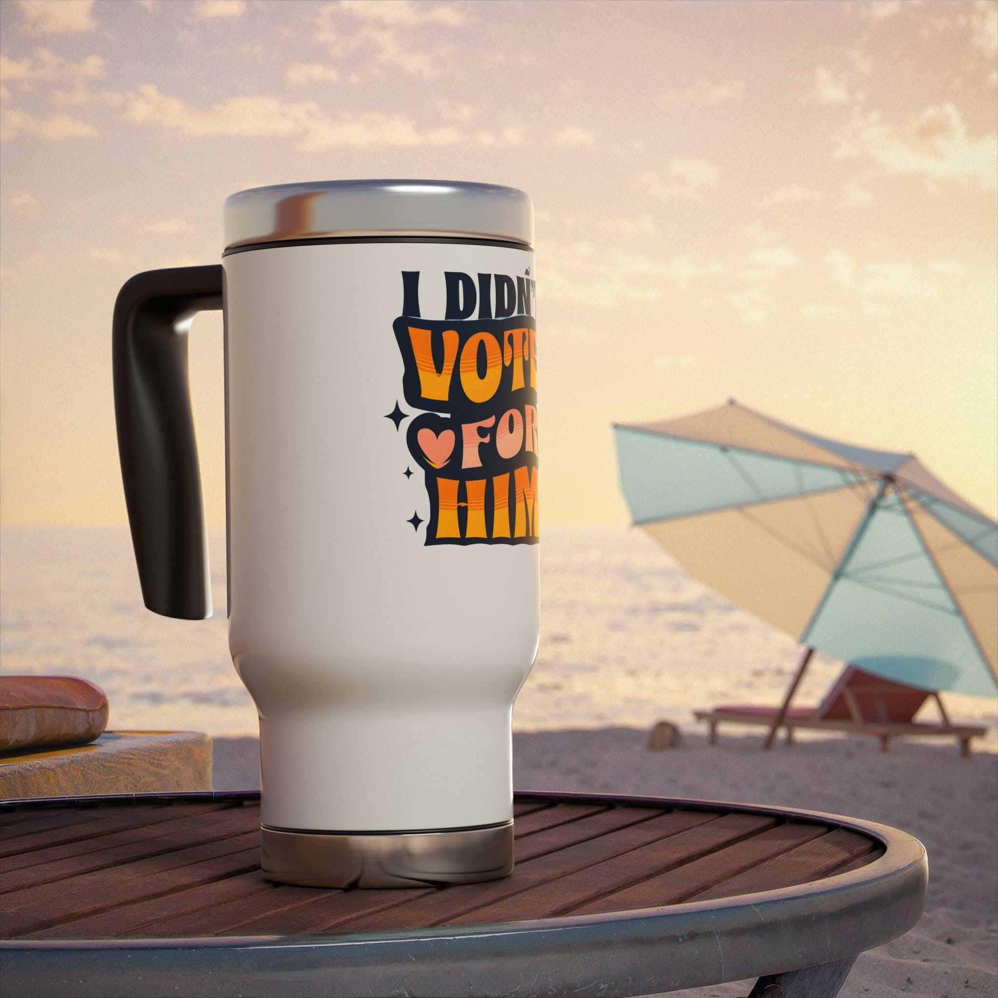 Funny Political Stainless Steel Travel Mug, Anti-Trump 14oz Cup for Liberals, Resist Activists Gift, Democrat Voting Quote Mug, Political