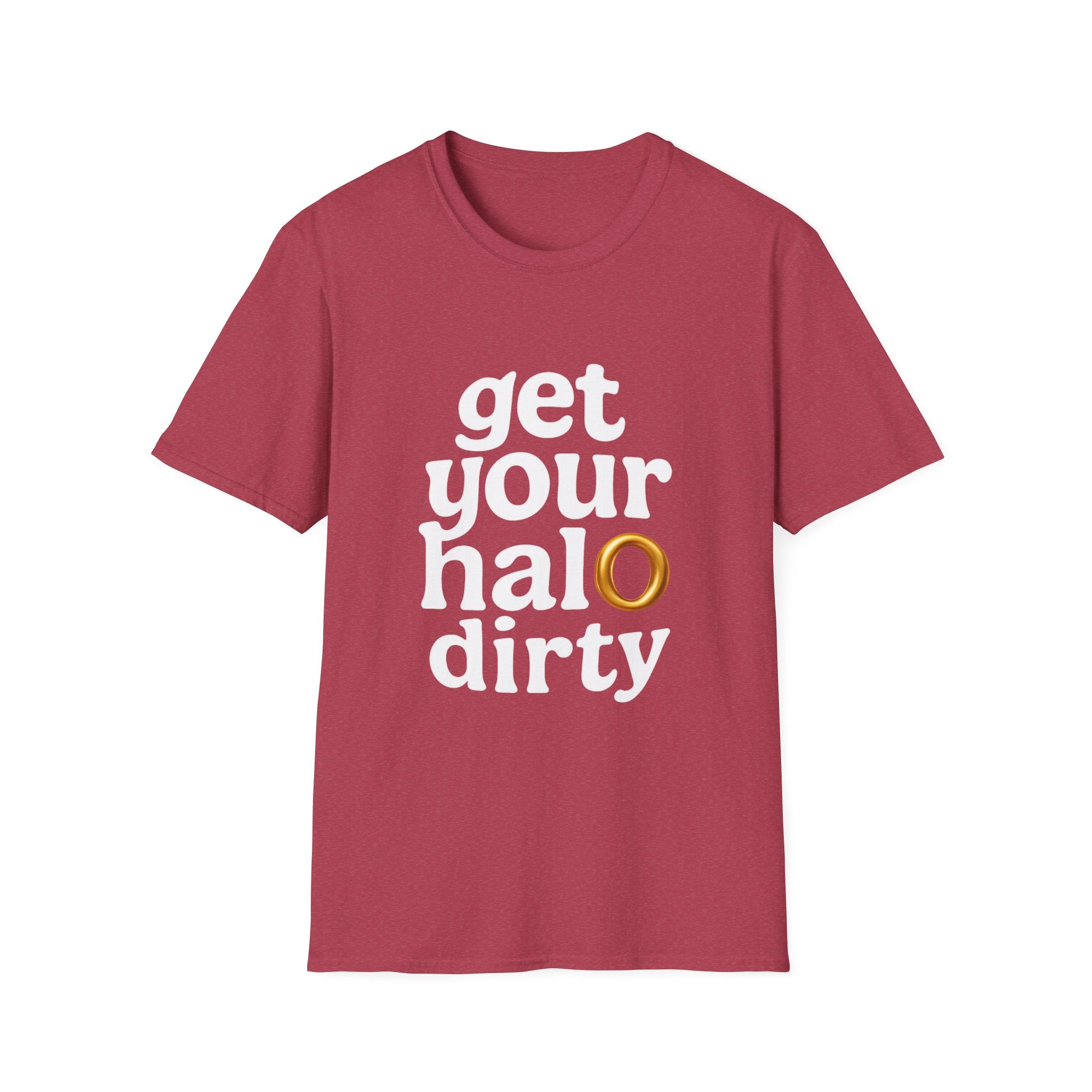 Get Your Halo Dirty Funny Gift T-Shirt, Angel Devil Unisex Tee, Softstyle Graphic Shirt gift for him gift for her religious humor