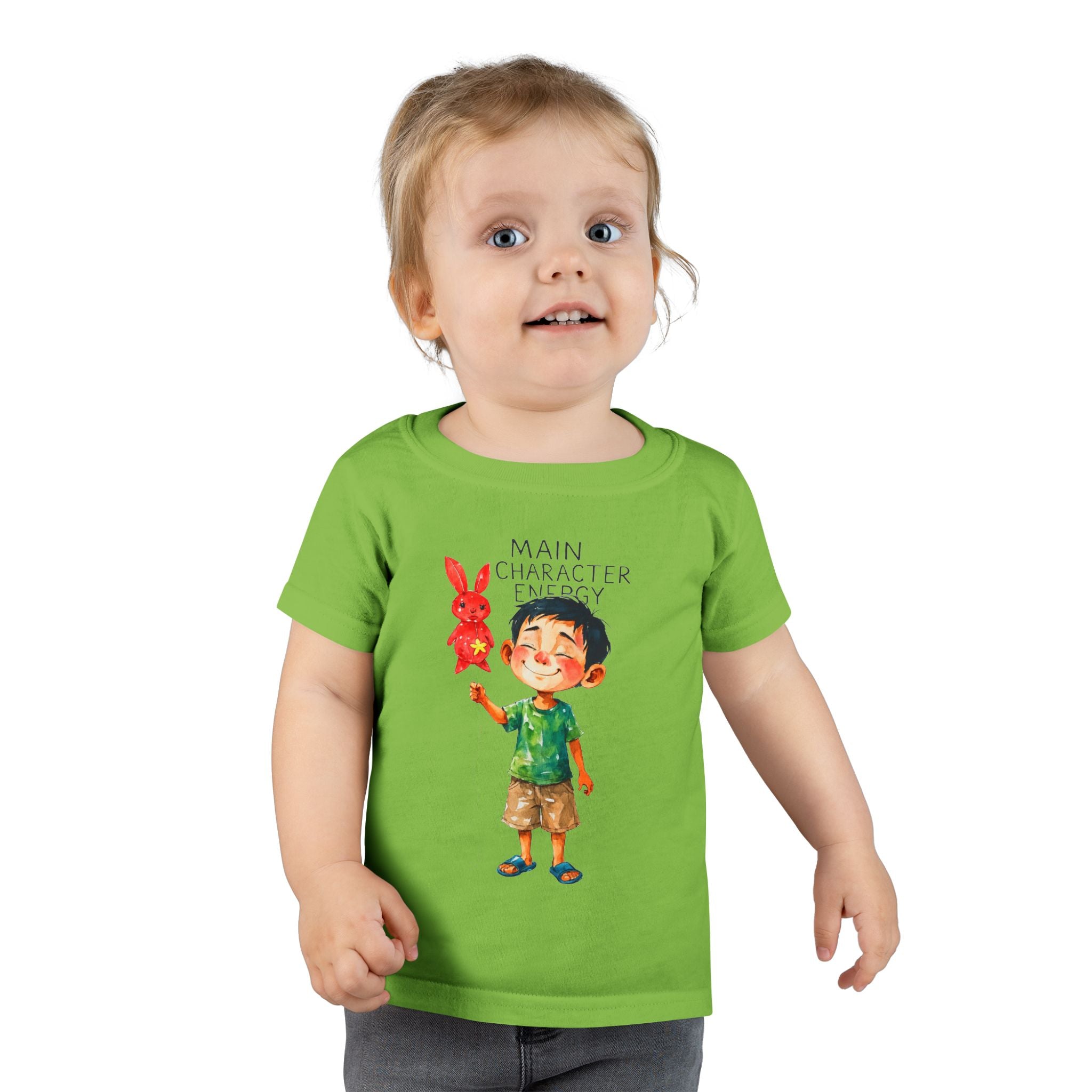 Main Character Energy boys Playful Toddler T-Shirt with Bunny Cute Kids Tee, Fun Spring Outfit, Perfect Birthday Gift,  Adventure Wear