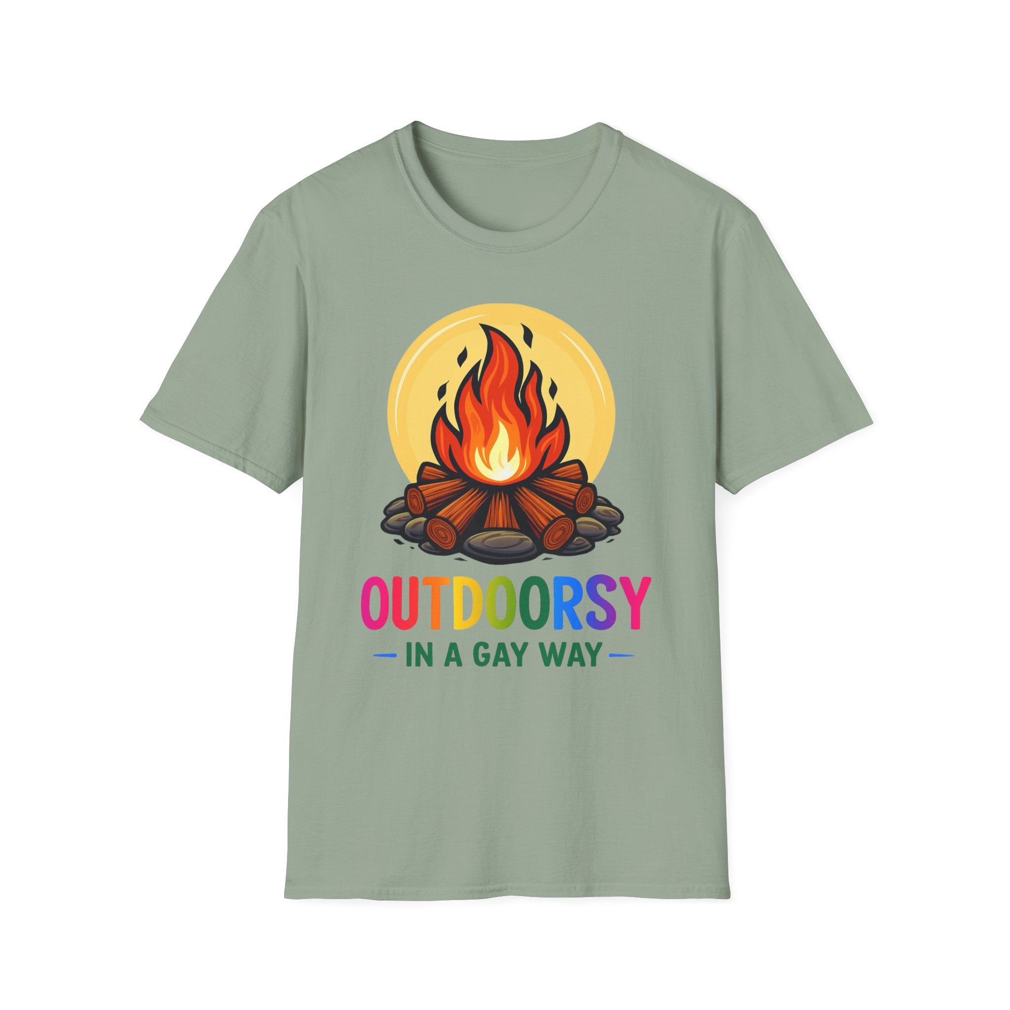 Outdoorsy Pride Unisex T-Shirt, Camping Tee, LGBTQ+ Apparel, Summer Festival Shirt, Queer Outdoor Adventure Top, Gift for Campers