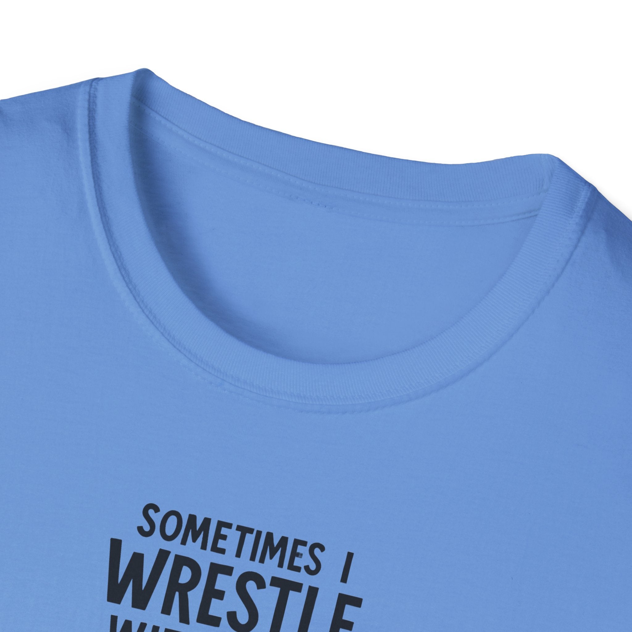 Demon Snuggle Unisex Softstyle T-Shirt, Wrestling Funny Tee, Mental Health Shirt, Graphic Tee, Gift for Him Her