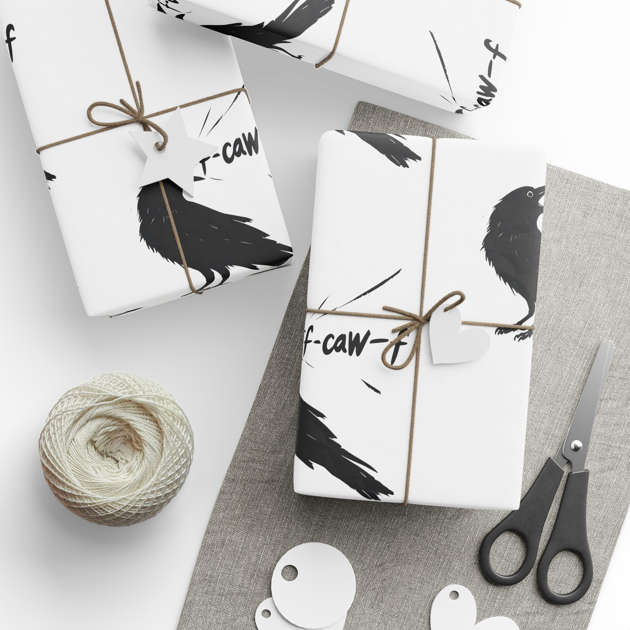 F-Caw-F. F*ck Off! Crow Wrapping Paper funny, sarcastic, crow, lover, edgy, wrapping, and gift paper