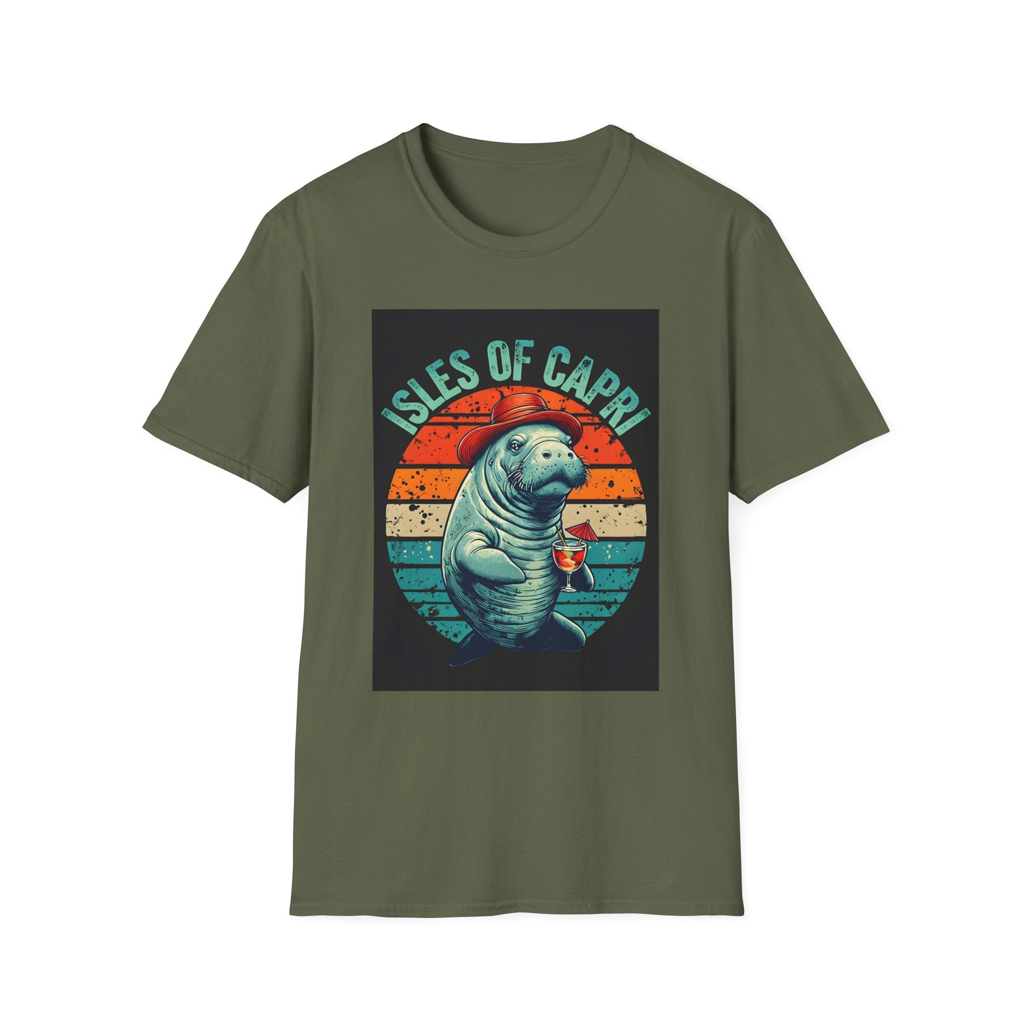 Manatee Lover Unisex Softstyle T-Shirt, Animal Print Shirt, Wildlife Tee, Ocean Theme Top, Nature Graphic Tee