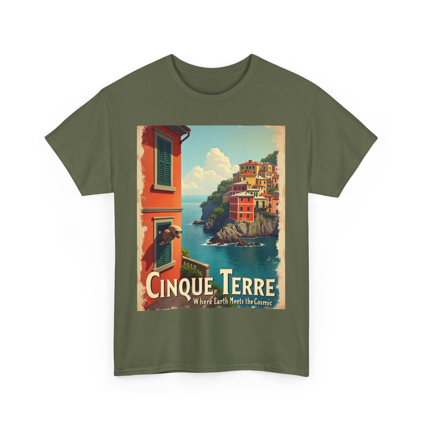 T-Shirt Cinque Terre Alien Visit Unisex Heavy Cotton Tee