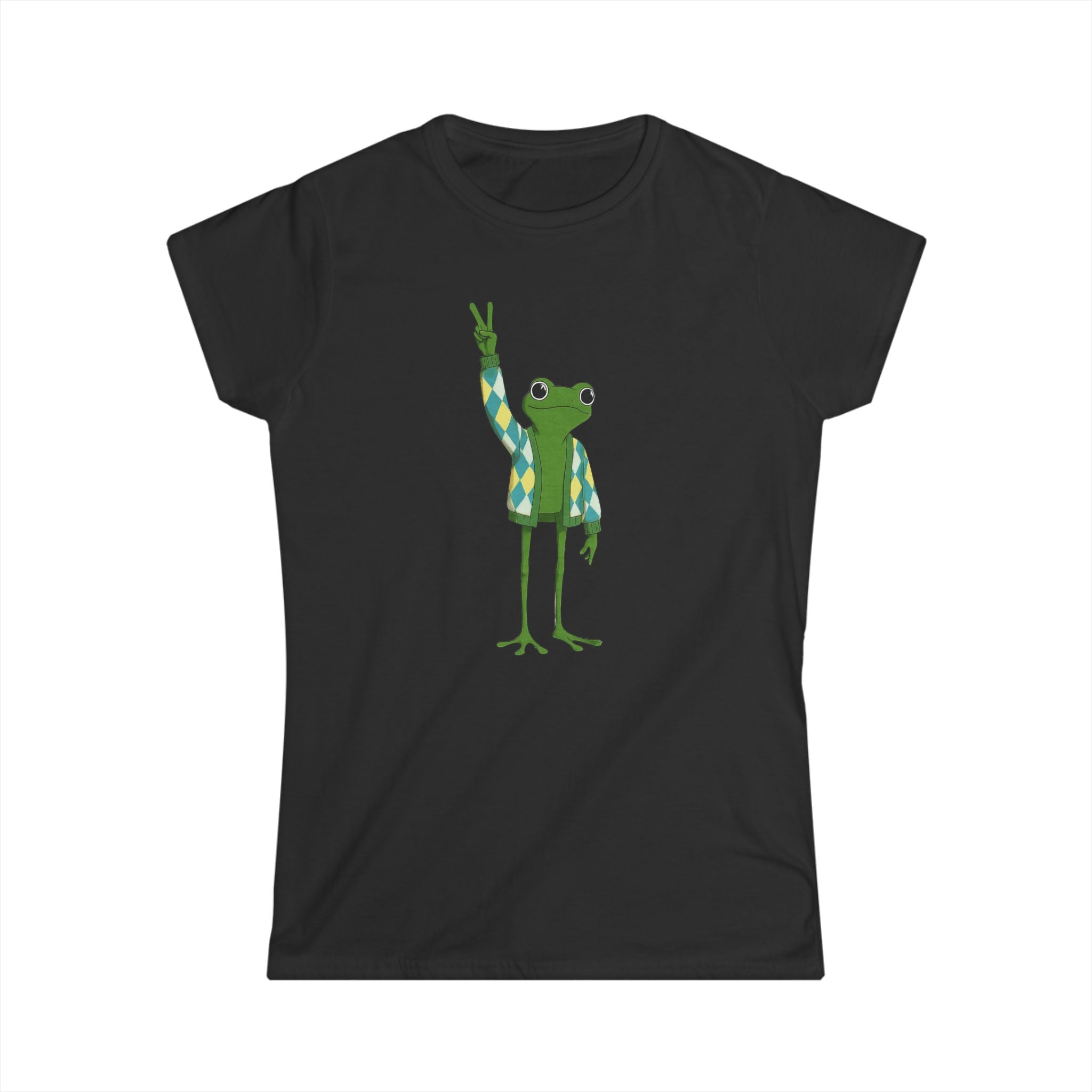 Frog Peace Softstyle Tee, Argyle Peace Sign Shirt for Women, Back to School, Social Justice, Frog Lovers, World Peace, Activist Gift