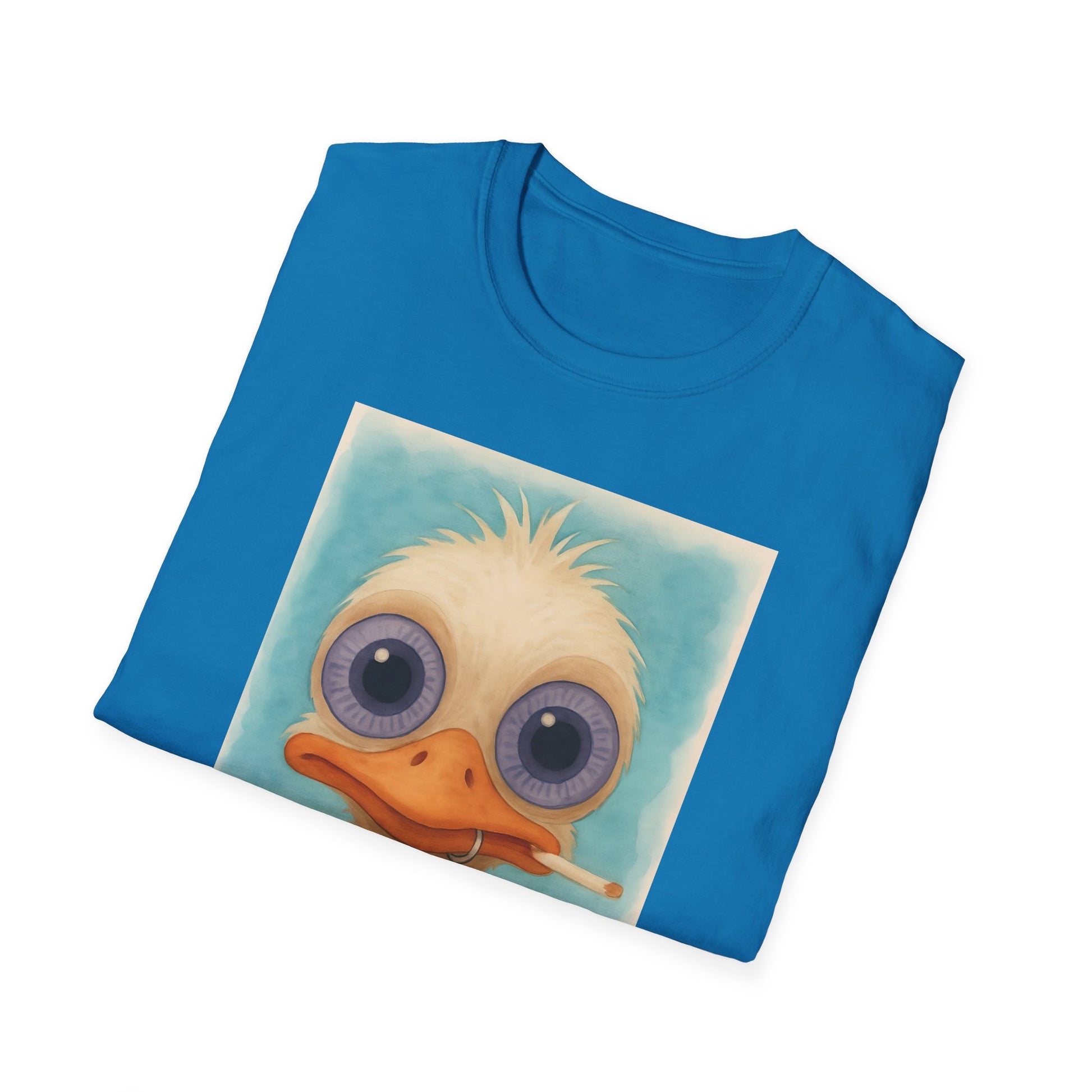 Ostrich Graphic T-Shirt, Unisex Softstyle Tee, Cute Animal Shirt, Gift for Friends, Quirky Humor Top, Smoke fun gift