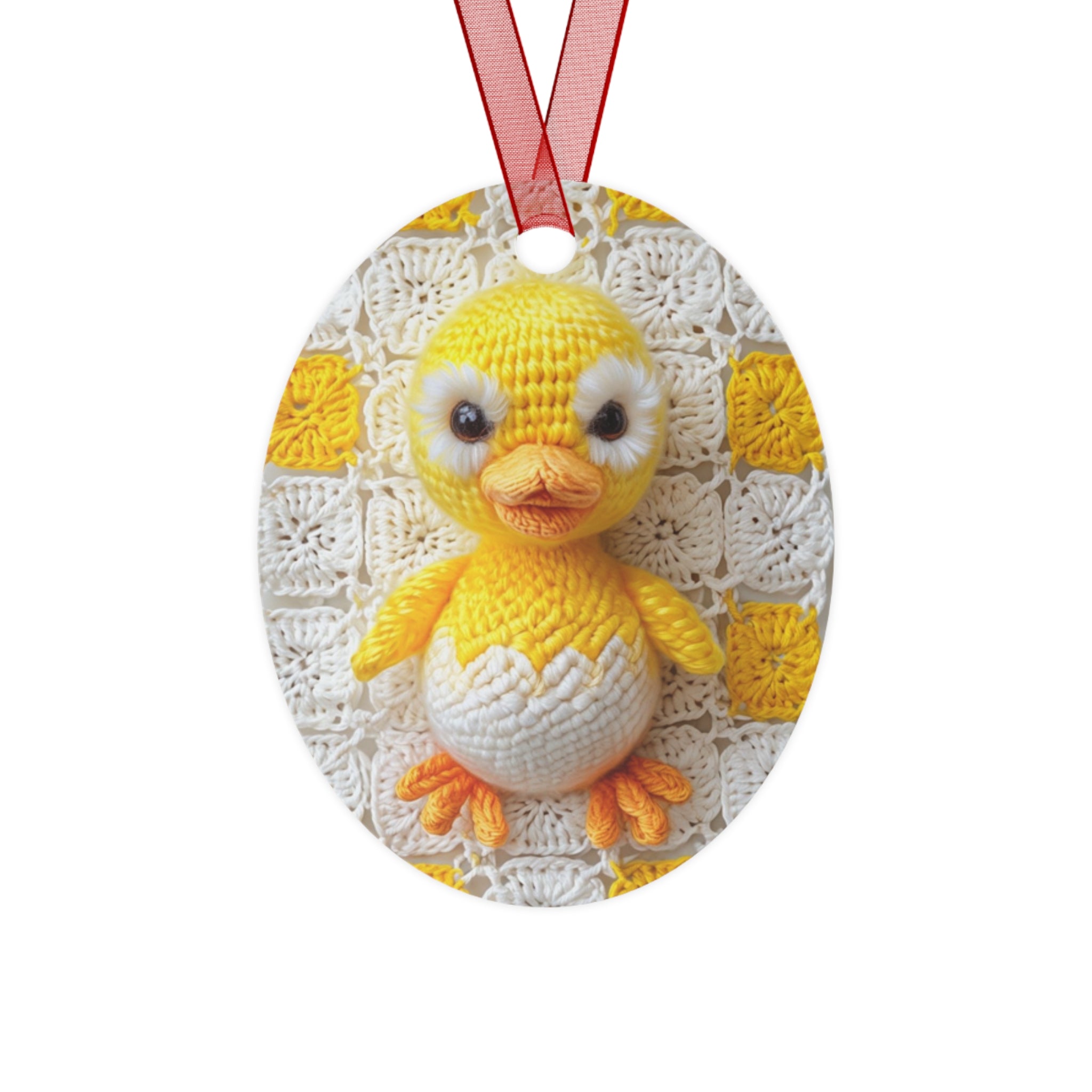 Duckling Metal Ornament — printed Cute Crochet Chick Egg Decoration for Easter & Baby  Shower Amigurumi