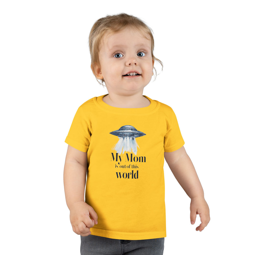 Cute Toddler T-Shirt - "My Mom is out of this world" - Perfect for Moms, Gifts, UFO Lovers, Everyday Wear, Baby Shower