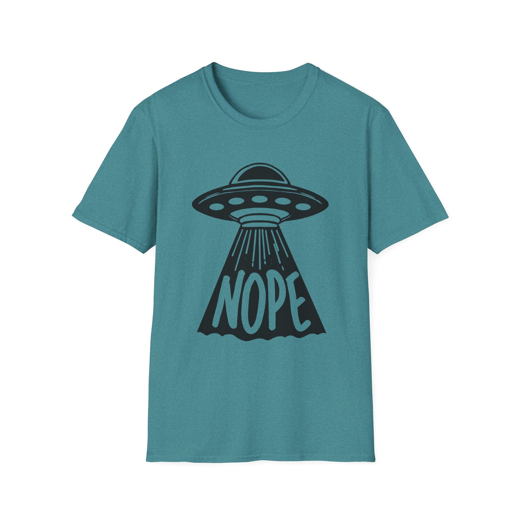 Extraterrestrials say Nope Unisex Softstyle T-Shirt - Funny Alien Design, UFO Lover Gift, Space Enthusiast Tee, Sci-Fi Graphic Shirt, Cosmic
