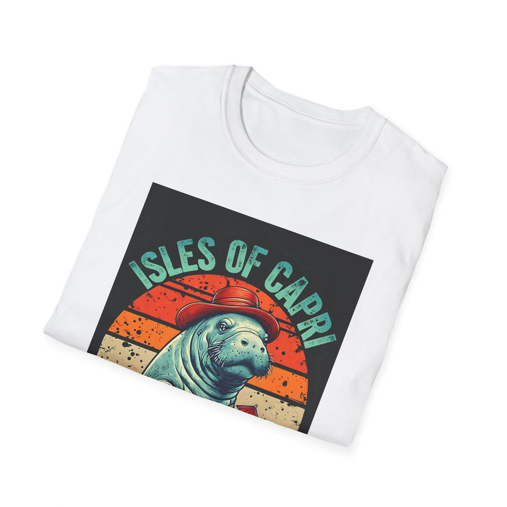 Manatee Lover Unisex Softstyle T-Shirt, Animal Print Shirt, Wildlife Tee, Ocean Theme Top, Nature Graphic Tee