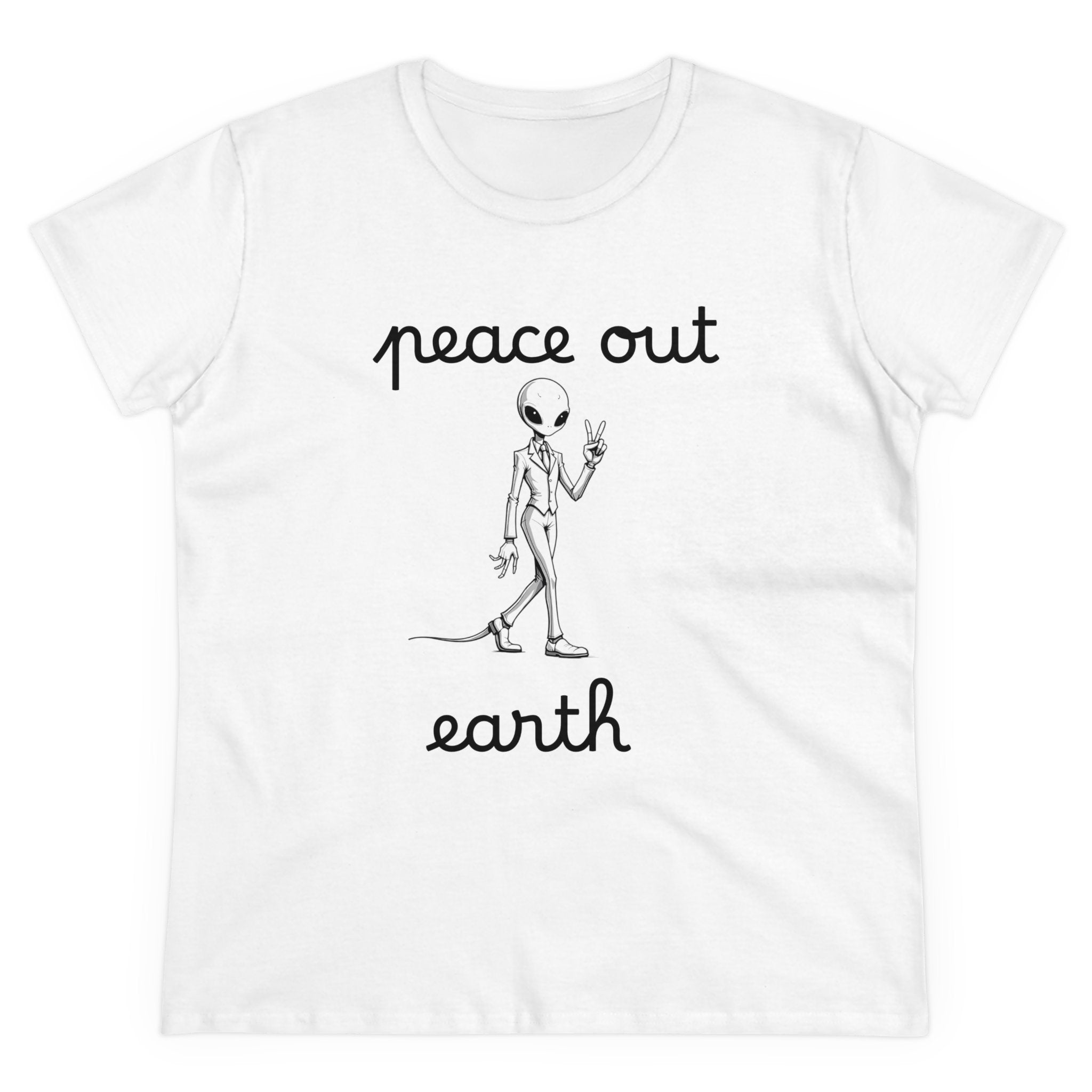 T-Shirt, Peace Out Earth design, Women's Graphic Tee, Casual Shirt, Soft Cotton Top, Boho Style Clothing