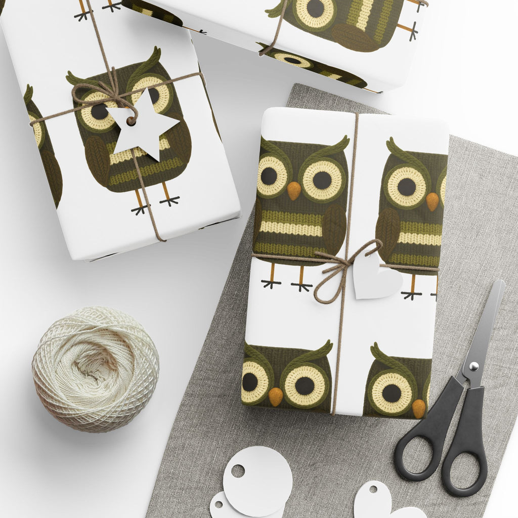 Wrapping Paper Roll - crocheted Owl Pattern Gift Wrap for Nature Lovers
