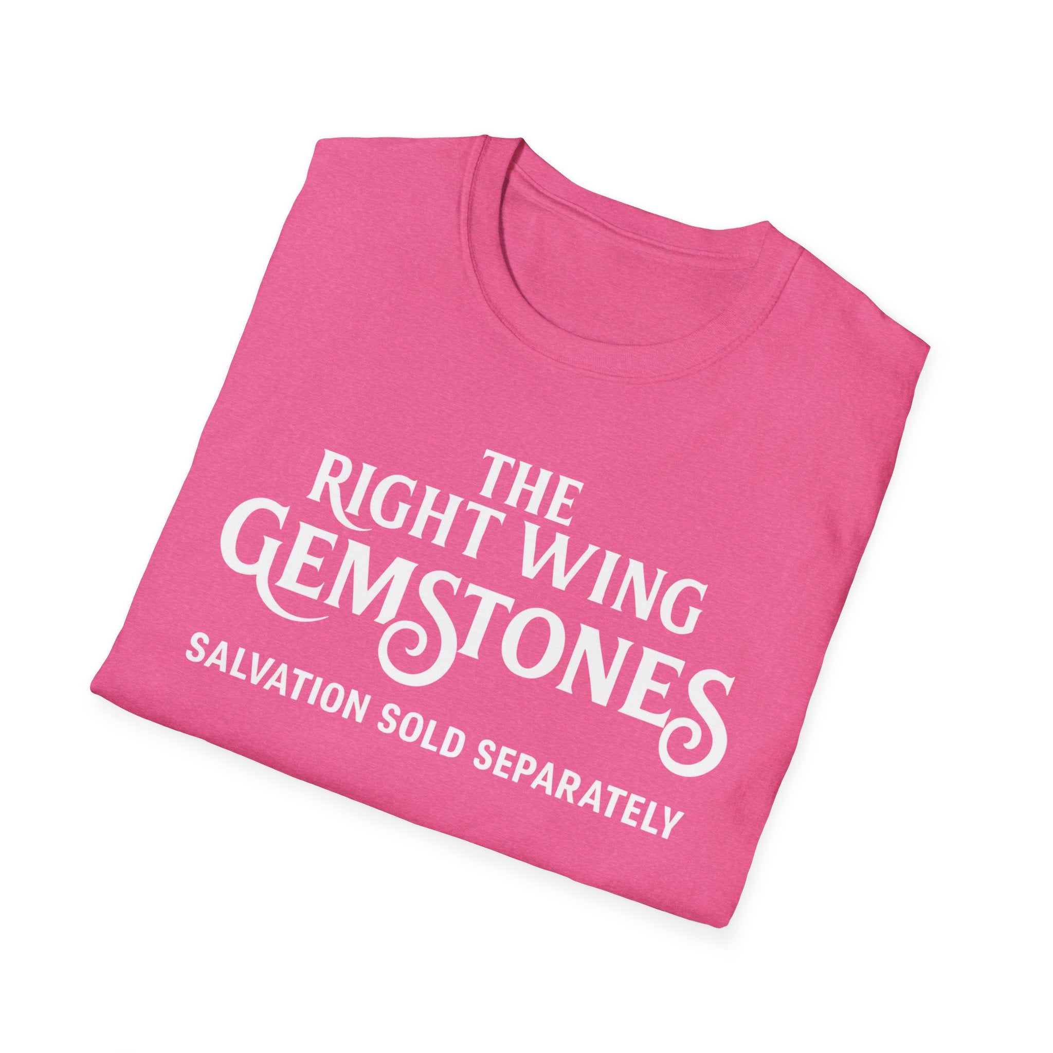 Right Wing Gemstones Unisex Softstyle T-Shirt, Salvation for sale activist Christmas Gift Shirt, Political Statement Tee, Liberal Protest