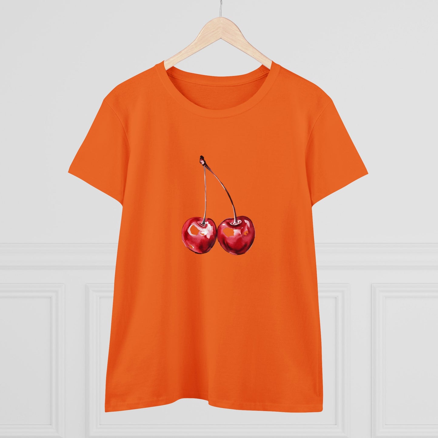 Cherries Tee, Fruit Graphic Shirt, Summer Vibes Top, Women's Cotton T-Shirt, Retro Cherry Print Clothing, Food Lover Gift