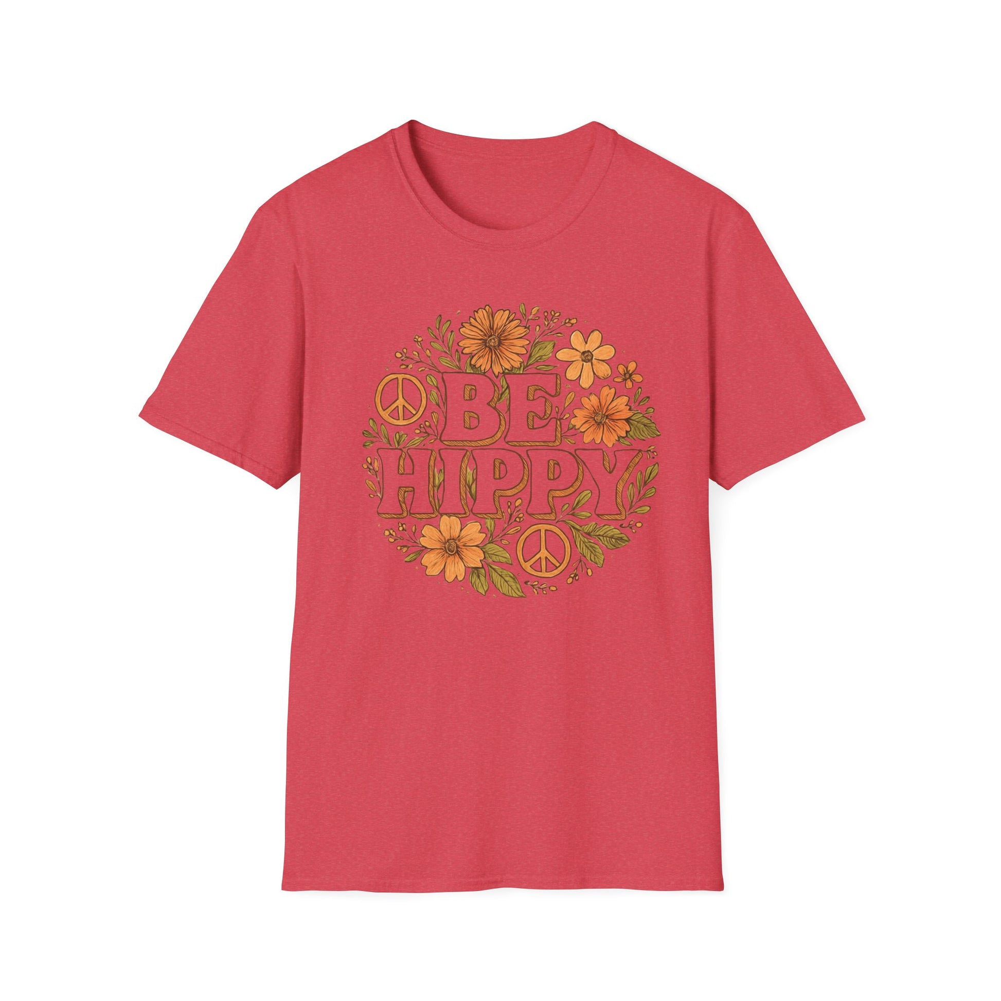 Be Hippy Happy T-Shirt, Boho Tee, Groovy Shirt, Positive Vibes Top, Unisex T Shirt for Men and Women, Be Hippy Be Happy Design