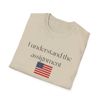 I understand the assignment and flag Unisex Softstyle T-Shirt