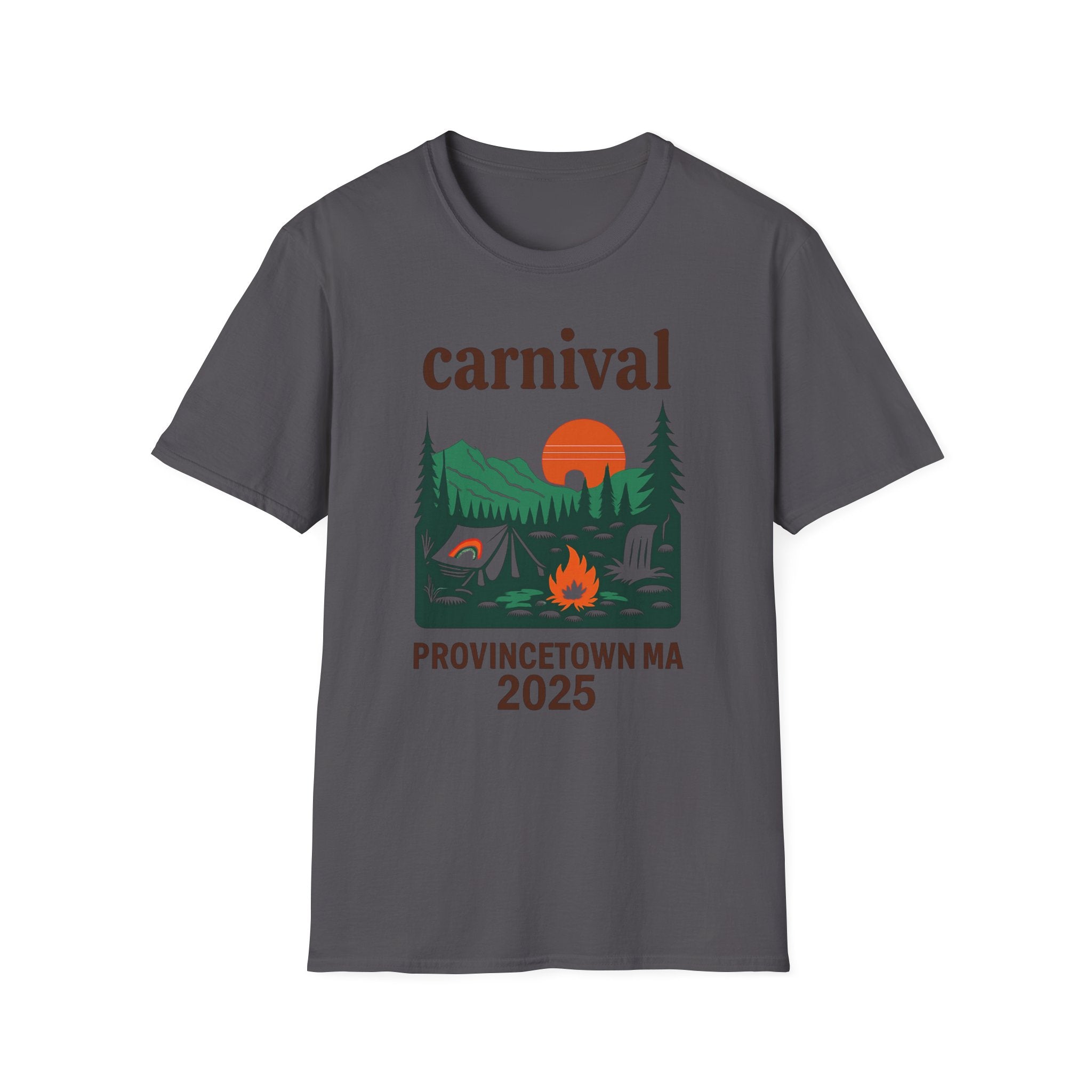 Vintage Camping Graphic T-Shirt, carnival rainbow Unisex Outdoor Tee, Nature Lover Gift, Festival , Retro Hiking Shirt, Carnival 2023 Merch