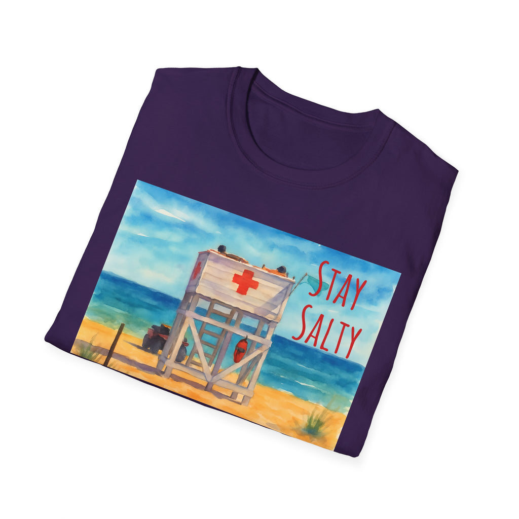 Stay Salty Ocean Vibes Unisex T-Shirt, Stay Salty Lifeguard Stand Beach Sunshine , Gift for Beach Lovers, Summer Tee, Coastal Theme Top,