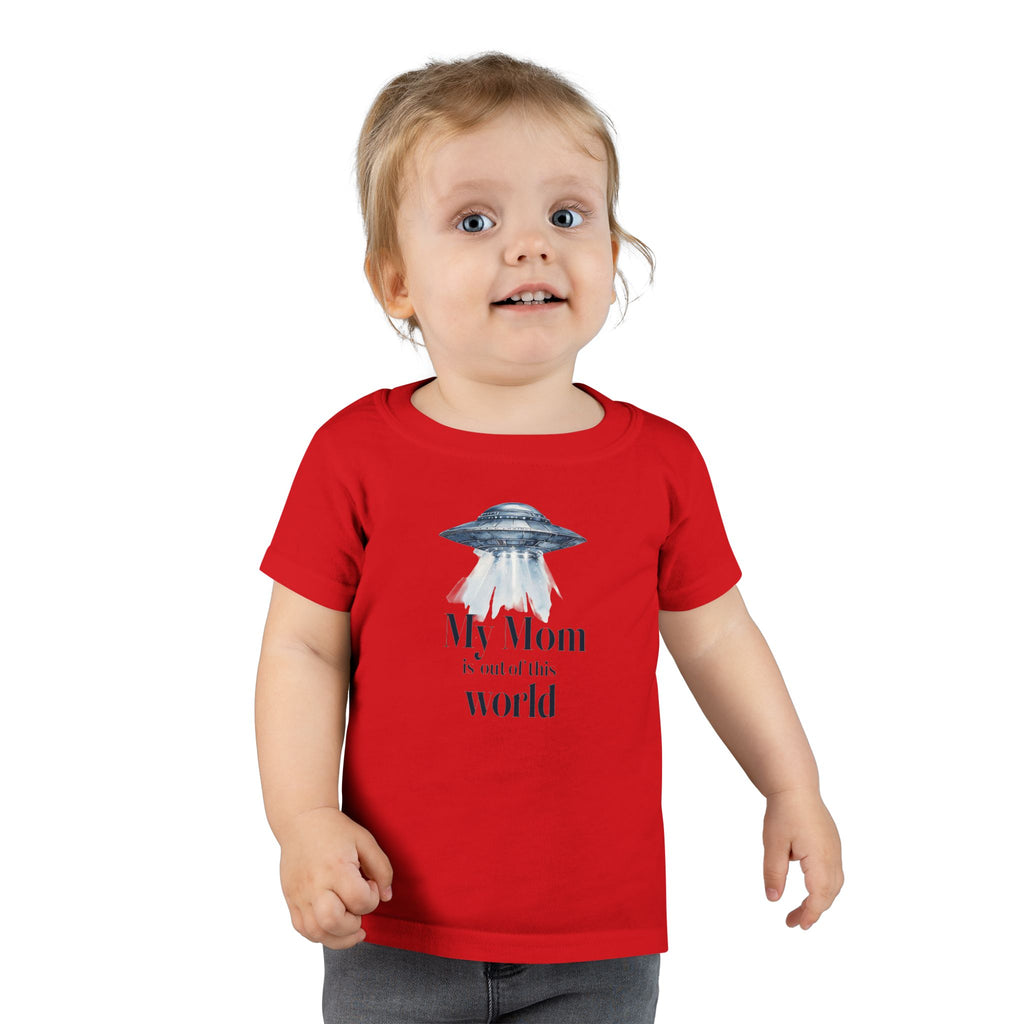Cute Toddler T-Shirt - "My Mom is out of this world" - Perfect for Moms, Gifts, UFO Lovers, Everyday Wear, Baby Shower